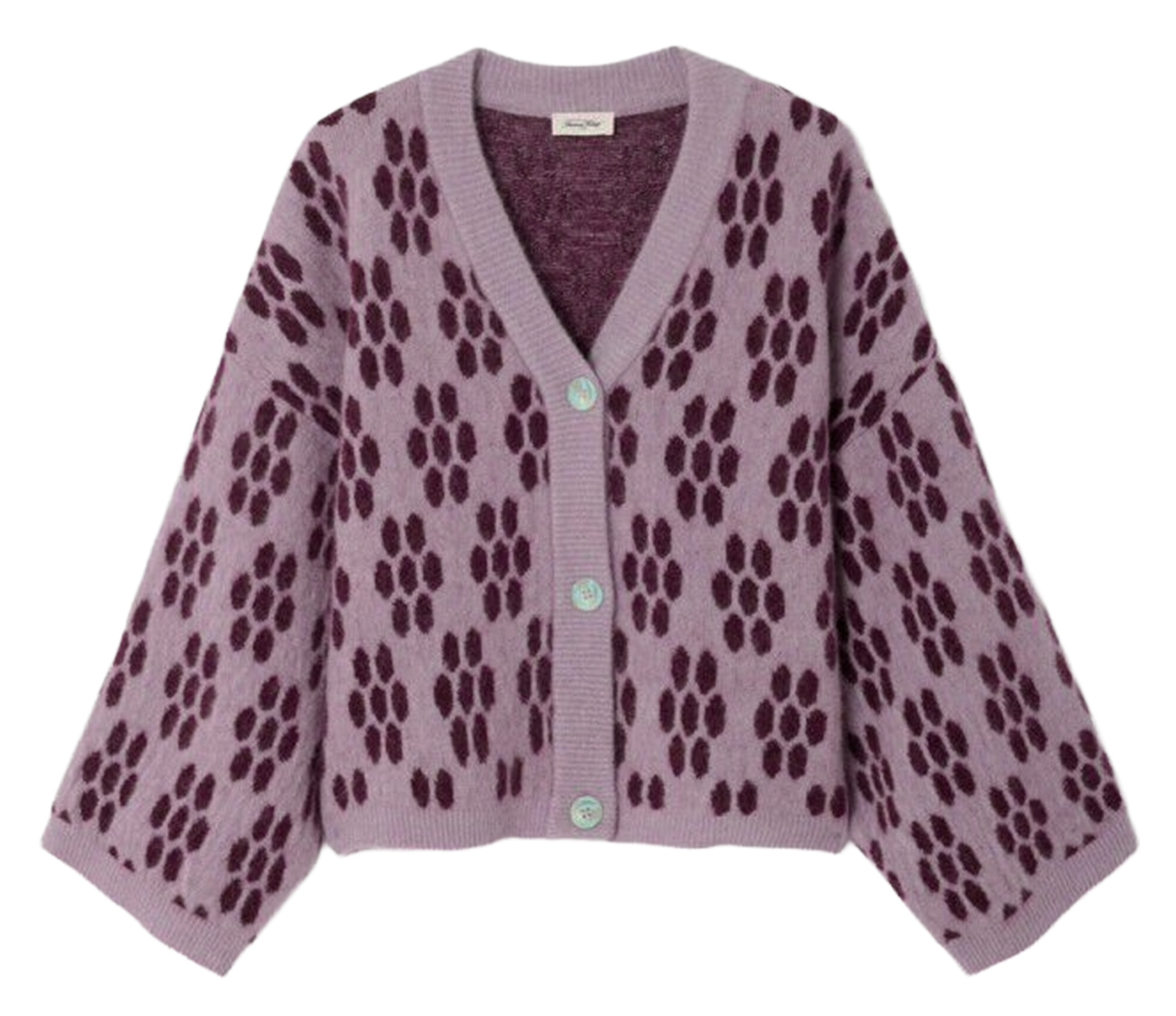 Gilet oversize col V imprimé en alpaga et laine AMERICAN VINTAGE Violet