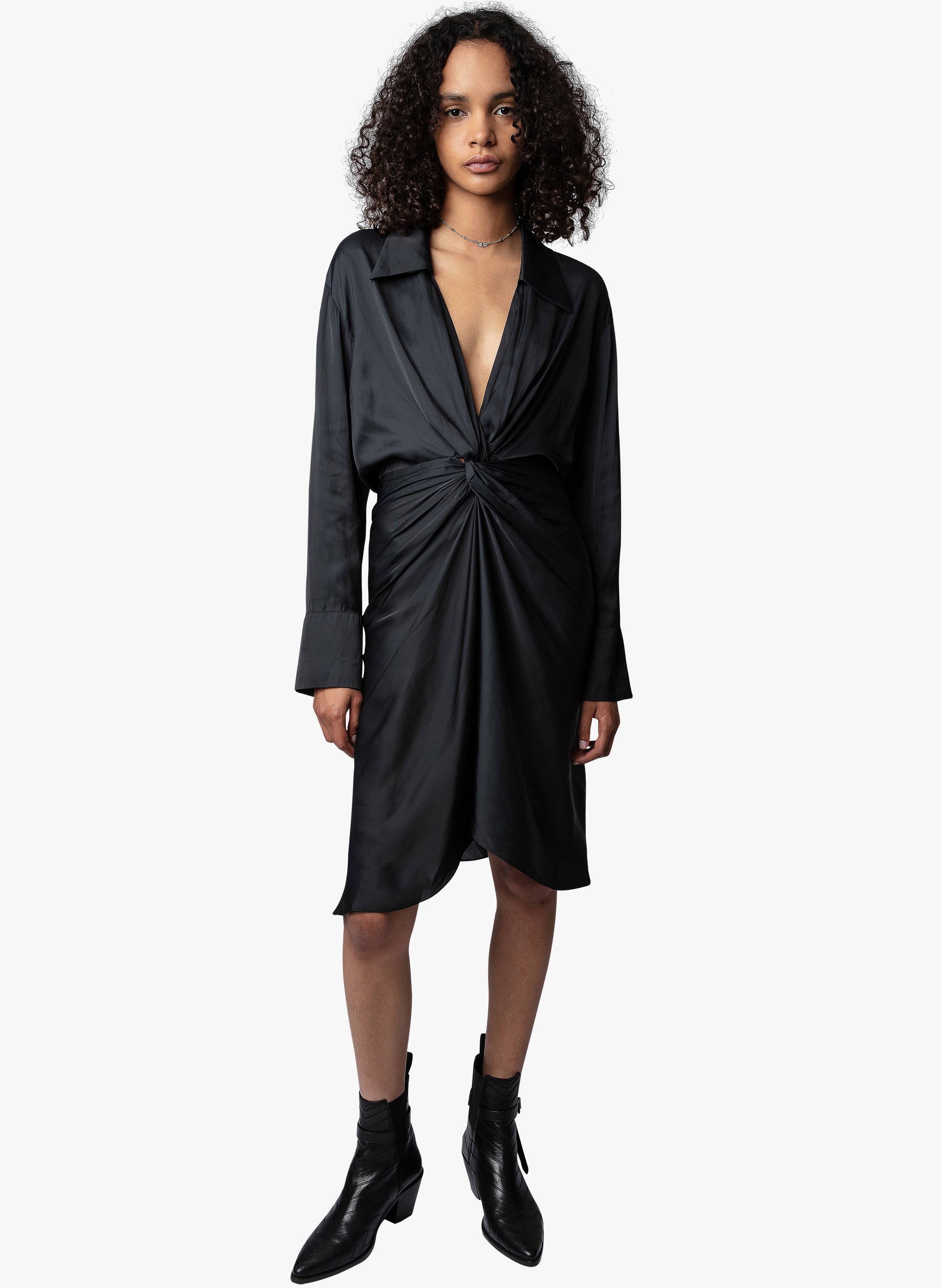 Robe midi drapée ZADIG&VOLTAIRE Noir