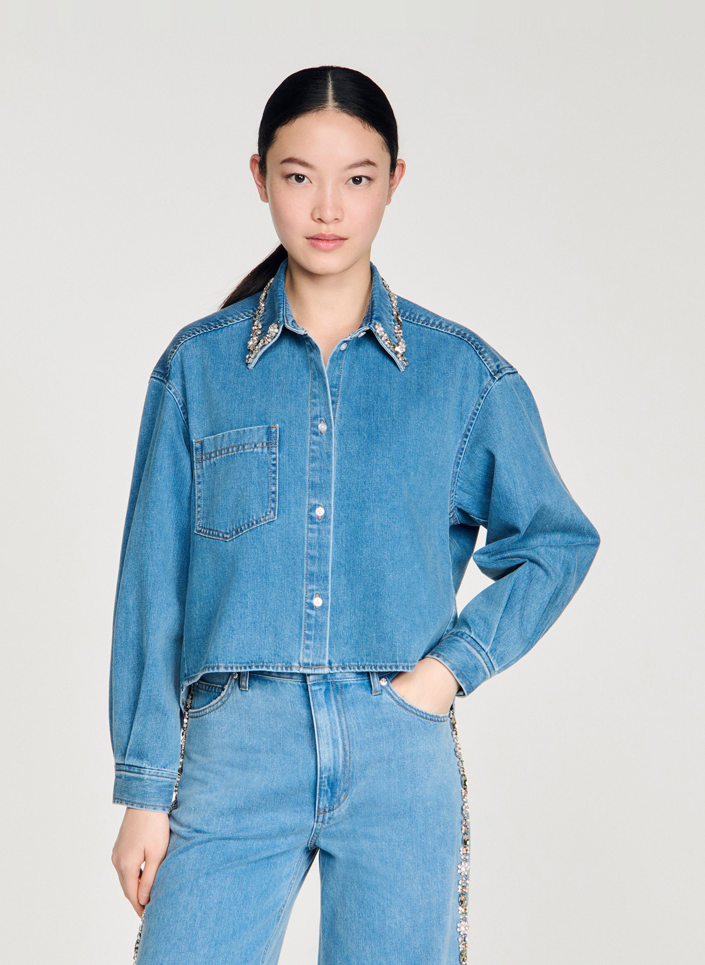 Denim shirt SANDRO Blue