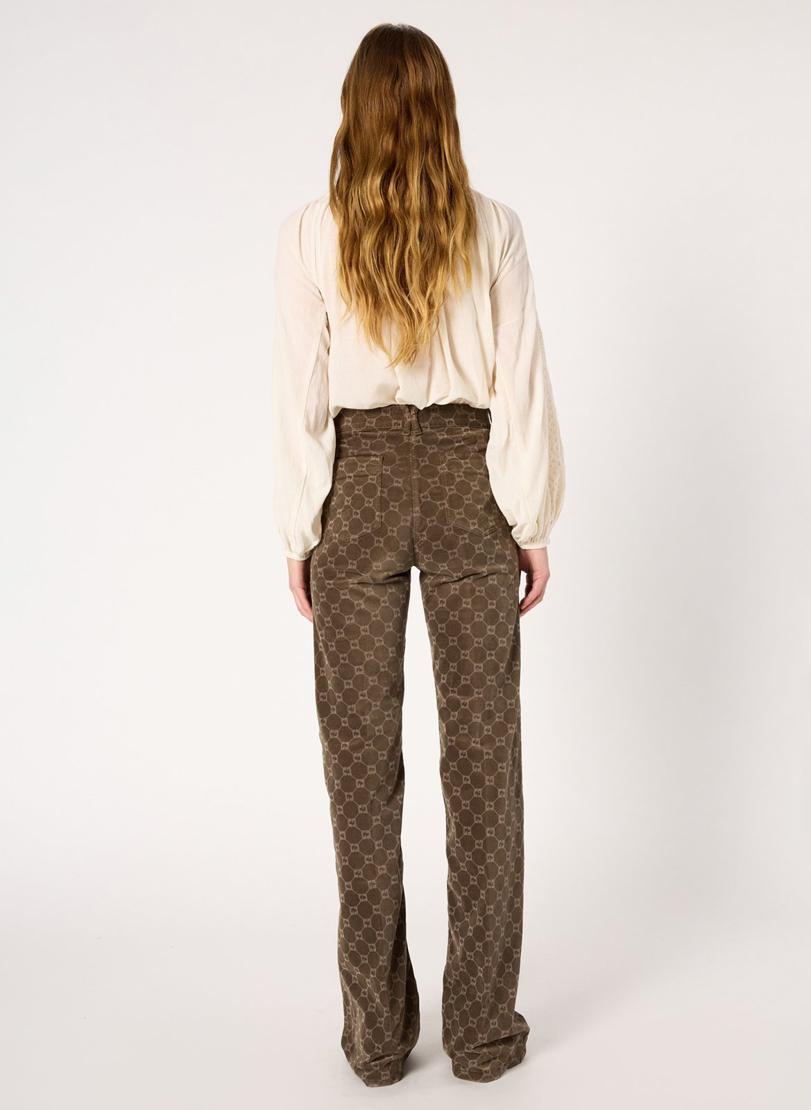 Printed mixed cotton flare jeans GERARD DAREL Khaki