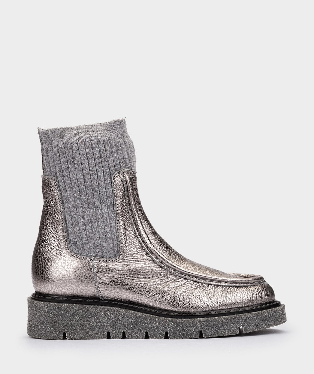 Grey metallic leather ankle boots PEDRO MIRALLES Golden
