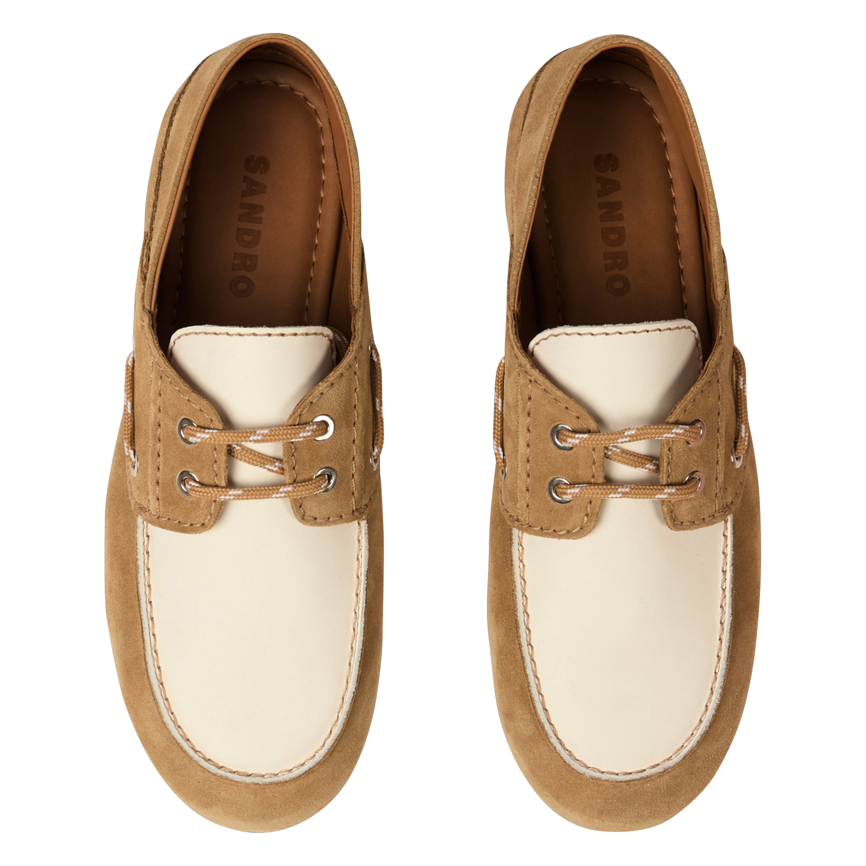 Leather deck shoes SANDRO Beige