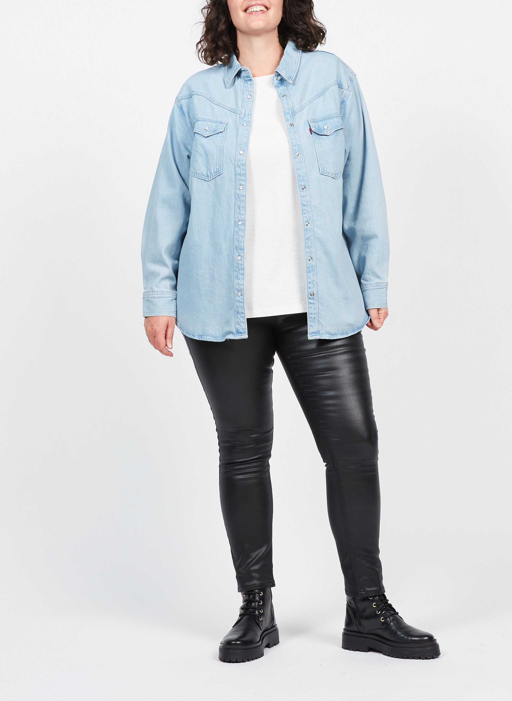 Cotton denim shirt with classic collar LEVI'S Raw denim