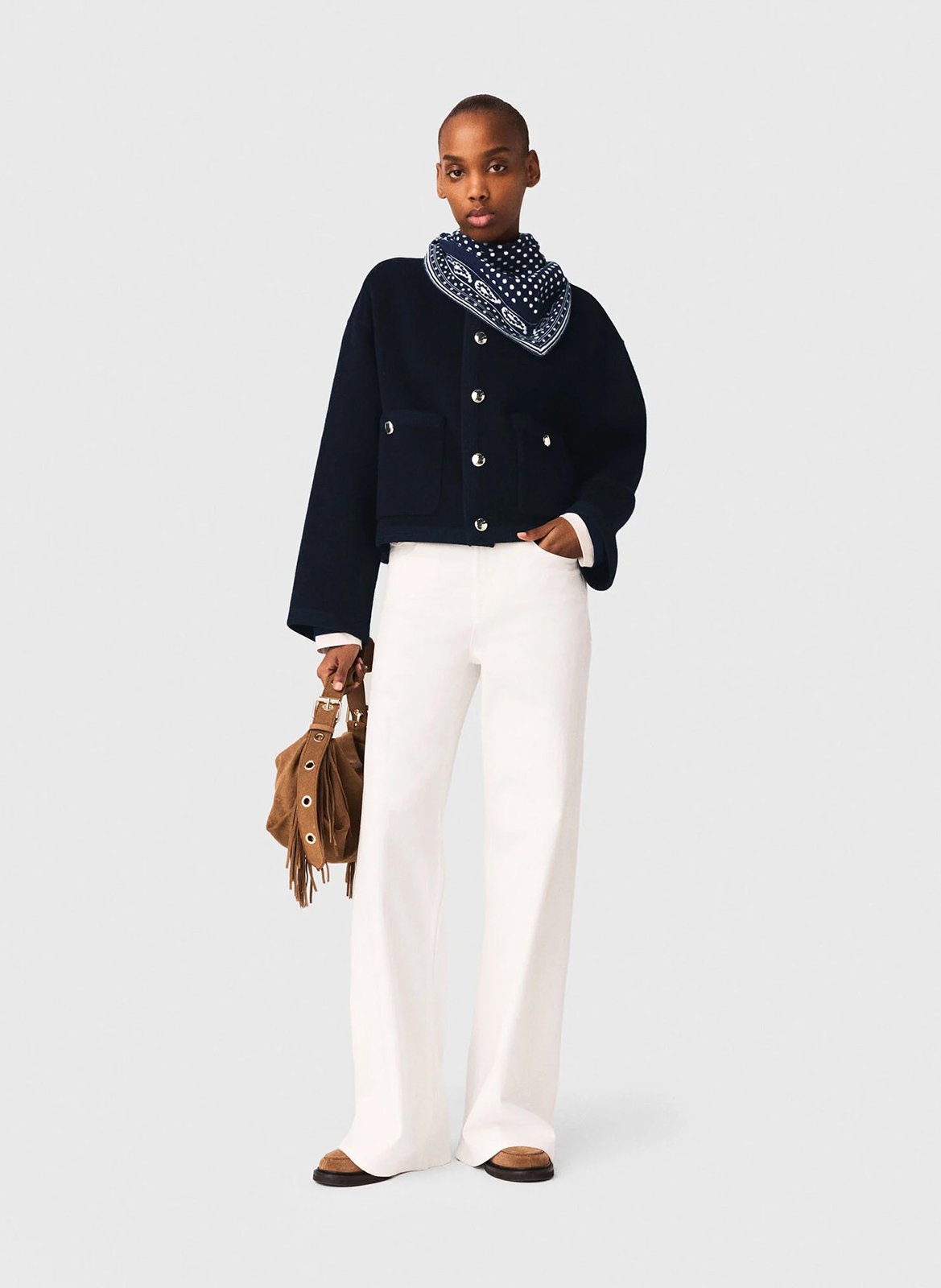 Oversized button-up coat in blended wool MAJE Blue