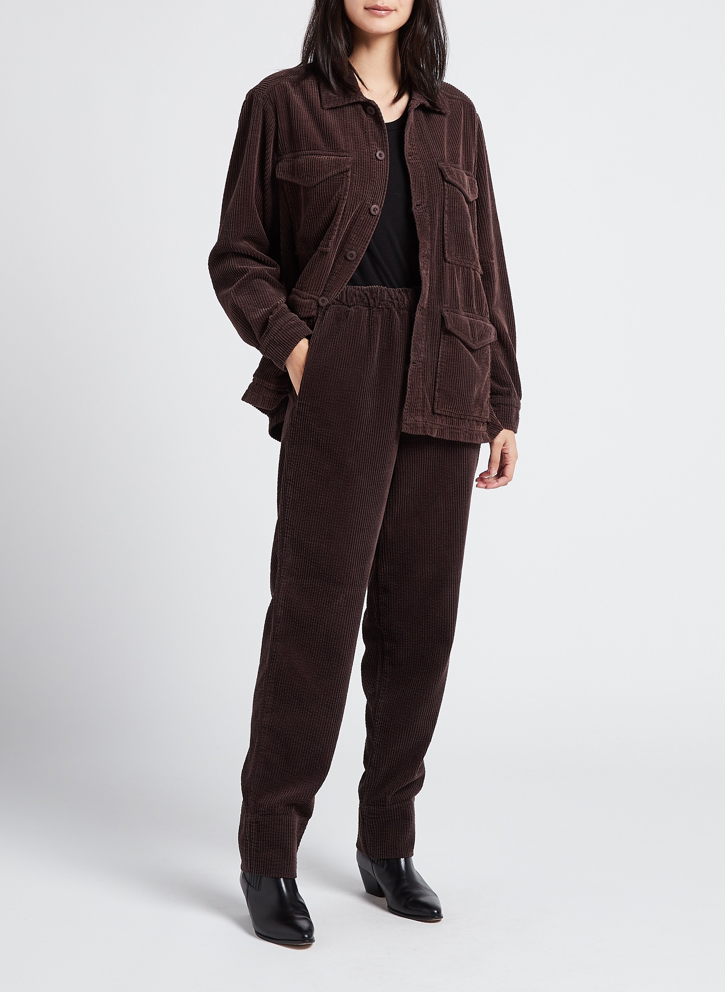 Pantalon droit en velours côtelé ACQUAVERDE Marron