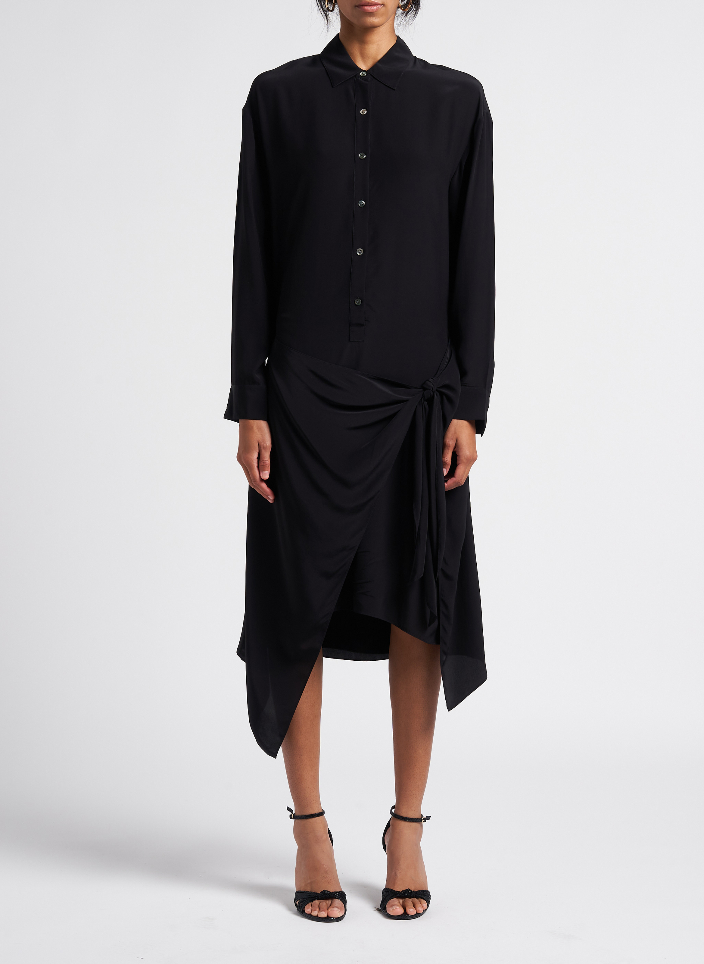 A-line dress with classic collar THEORY Black
