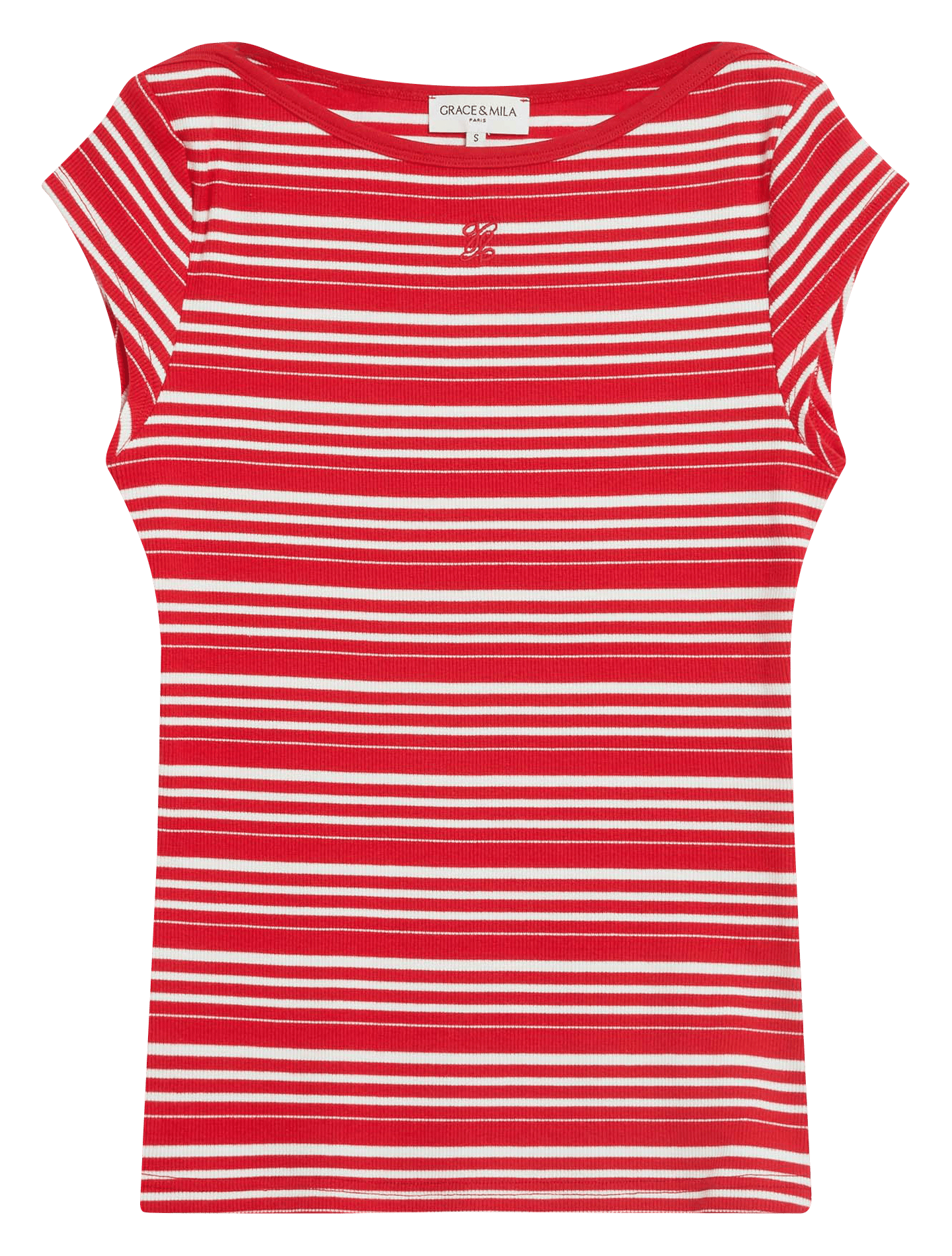 Tee-shirt à rayures col rond GRACE ET MILA Rot