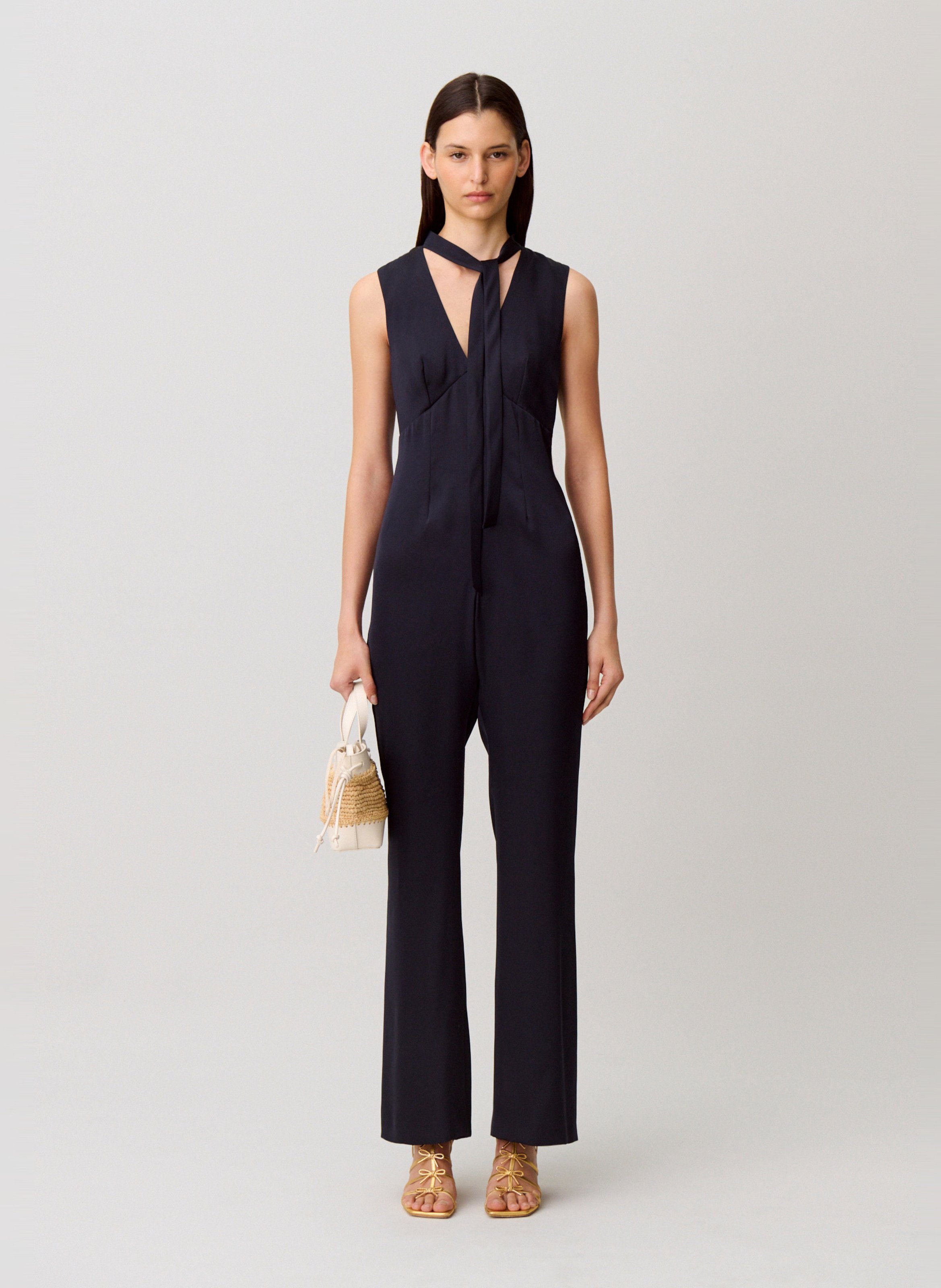 Rechte jumpsuit met V-hals CLAUDIE PIERLOT Blauw