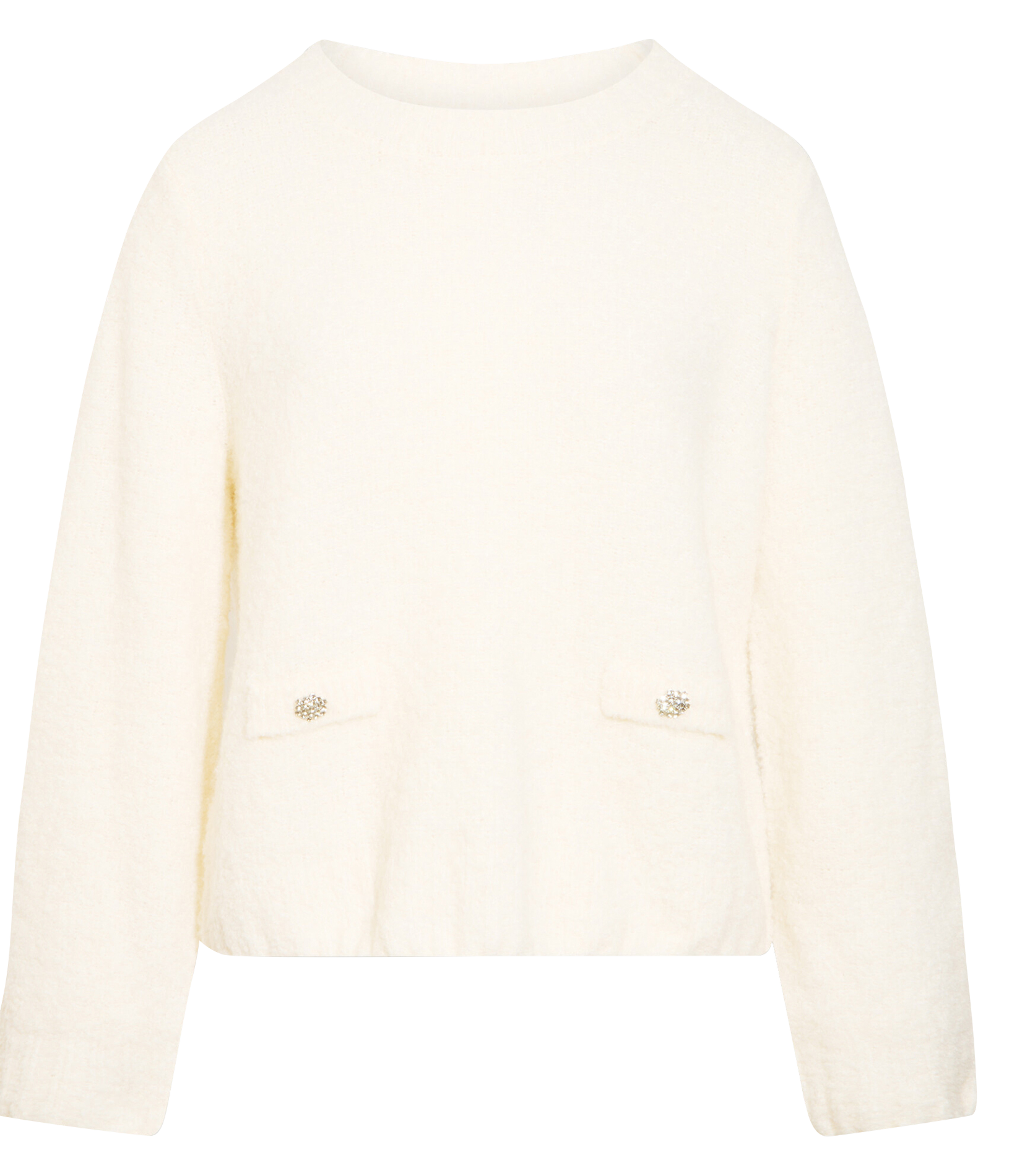 Pull droit col rond uni  MORGAN Beige