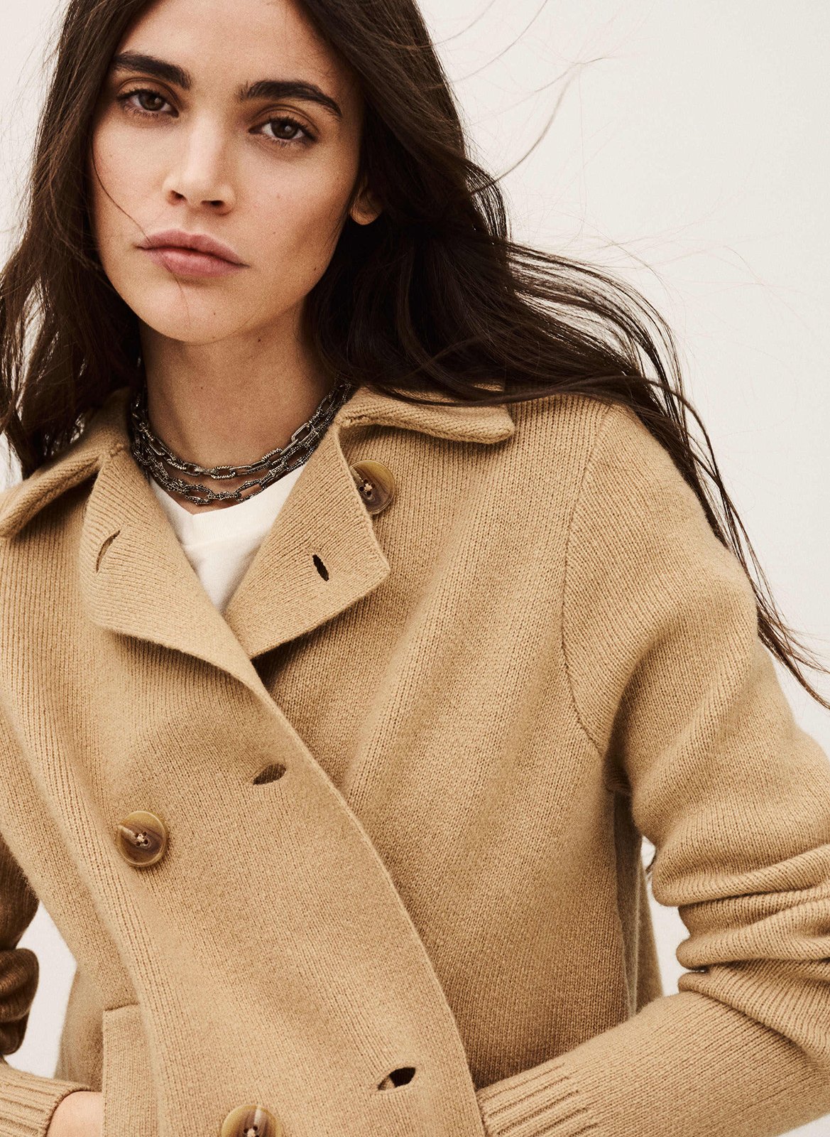 Buttoned wool-blend coat BA&SH Brown