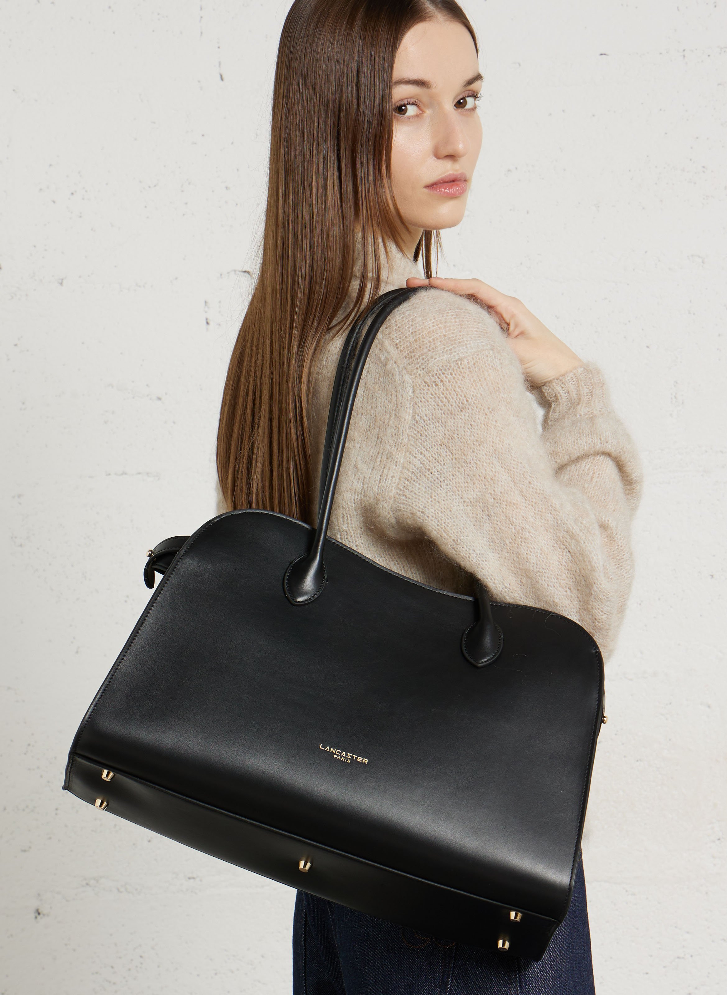 Sac cabas en cuir LANCASTER PARIS Noir