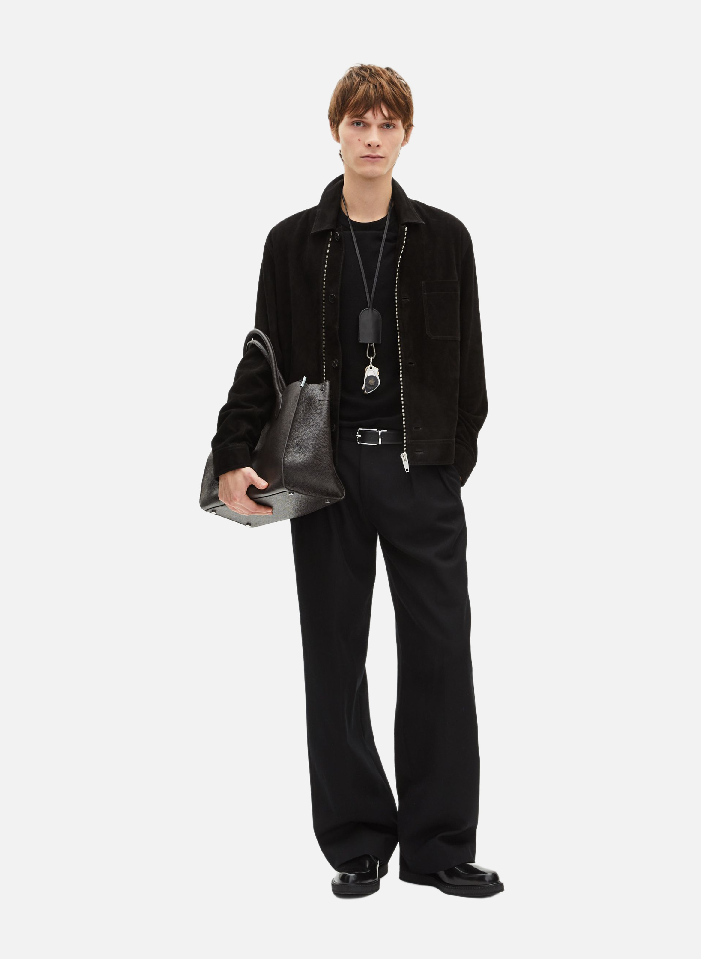 Suede jacket with offset zipper THE KOOPLES Black