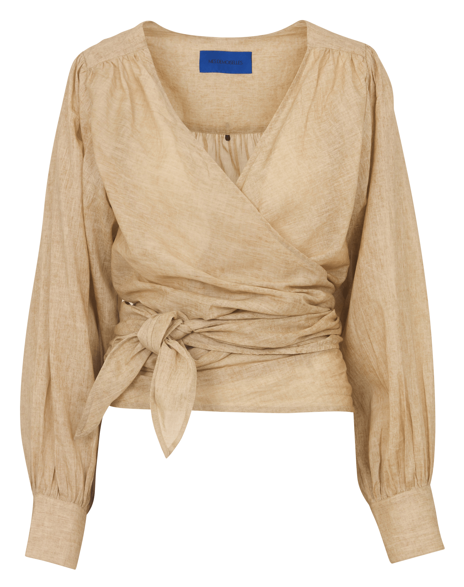 Oversized blouse met V-hals van katoen MES DEMOISELLES Beige
