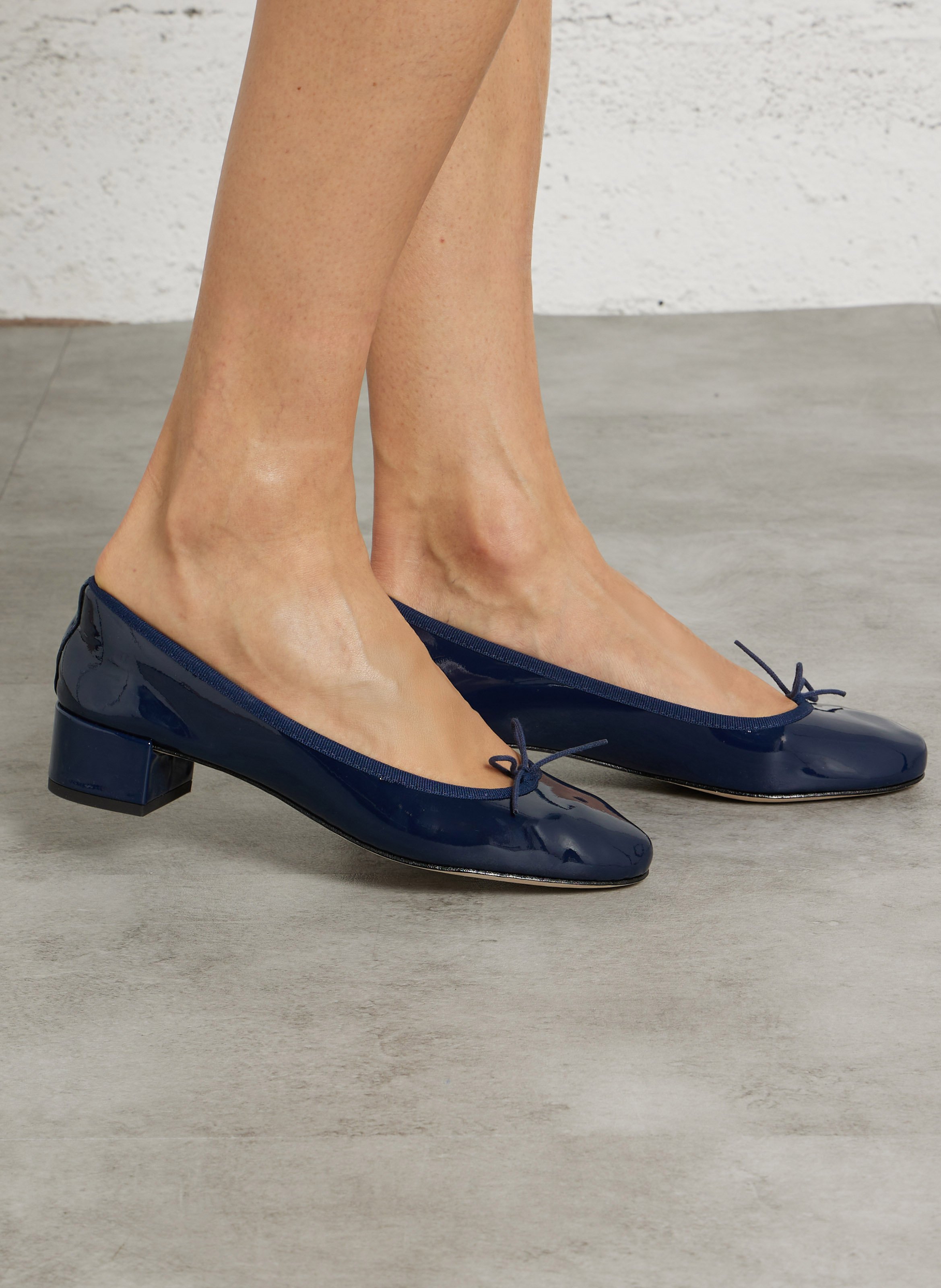 Ballerines en cuir vernis REPETTO Bleu