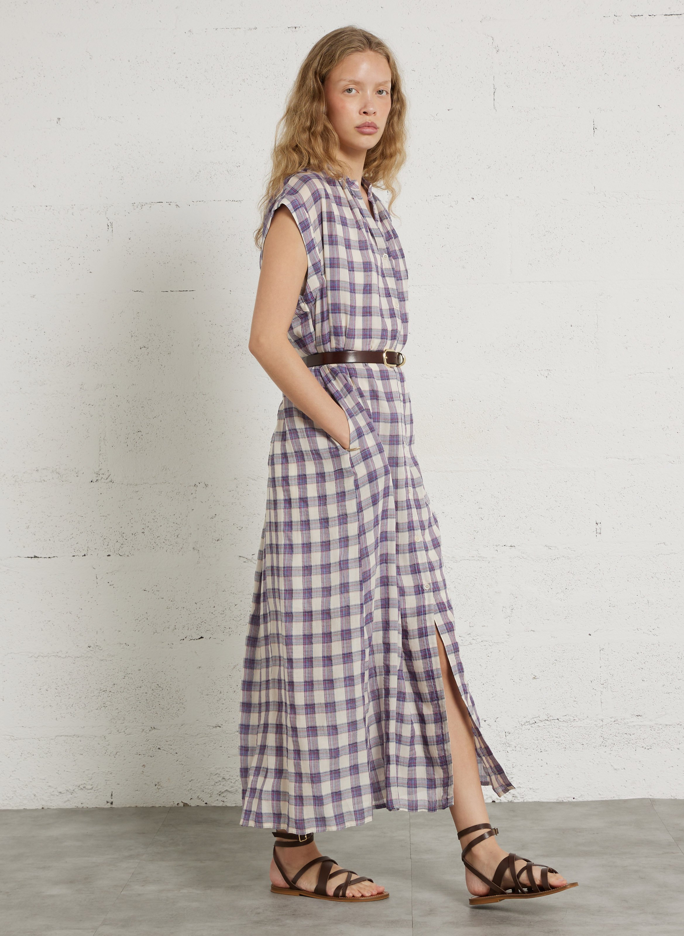 Leren dunne riem met gesp MAISON 123 Bruin