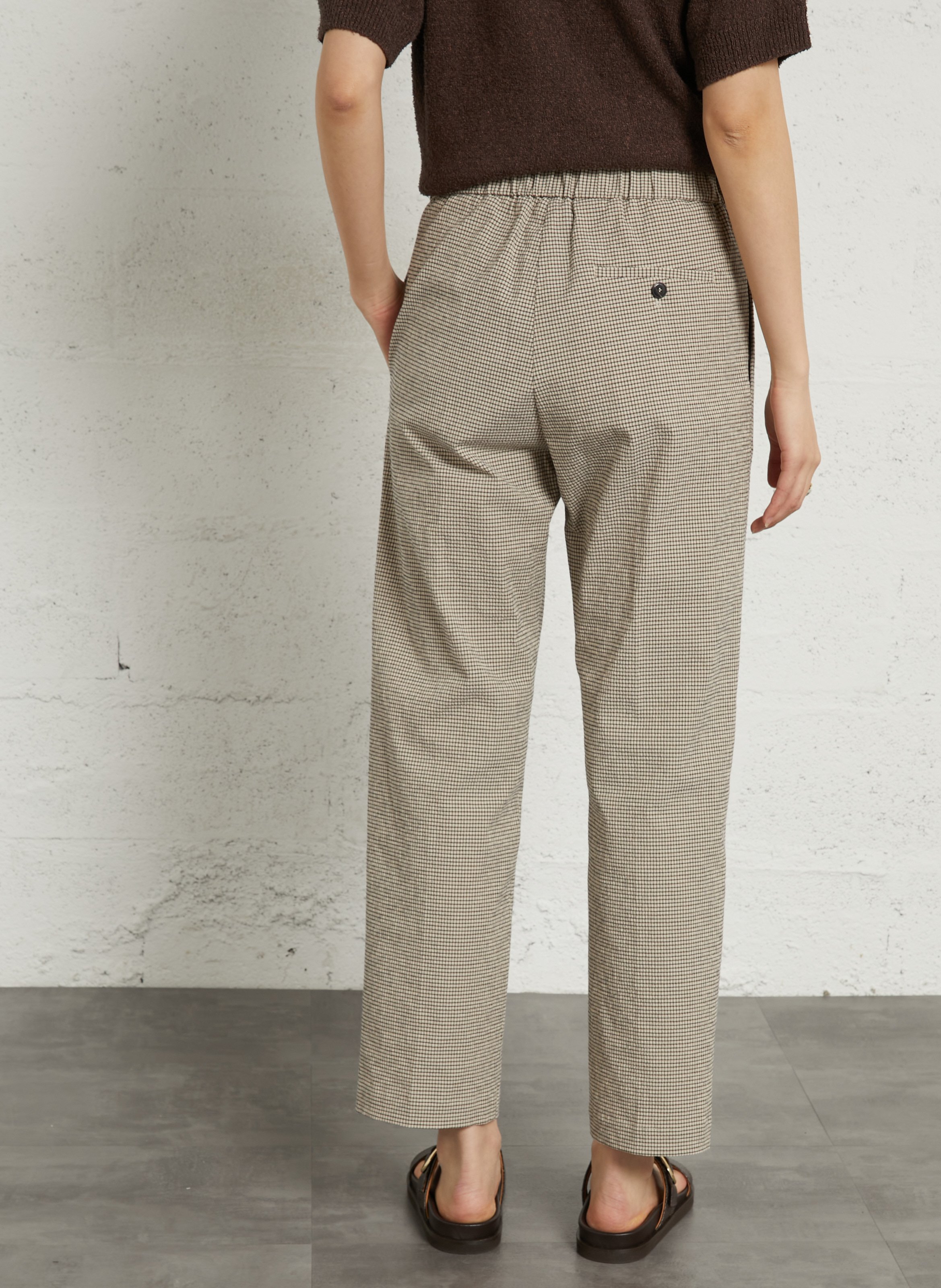 Elasticated carrot pants with pattern POMANDERE Beige