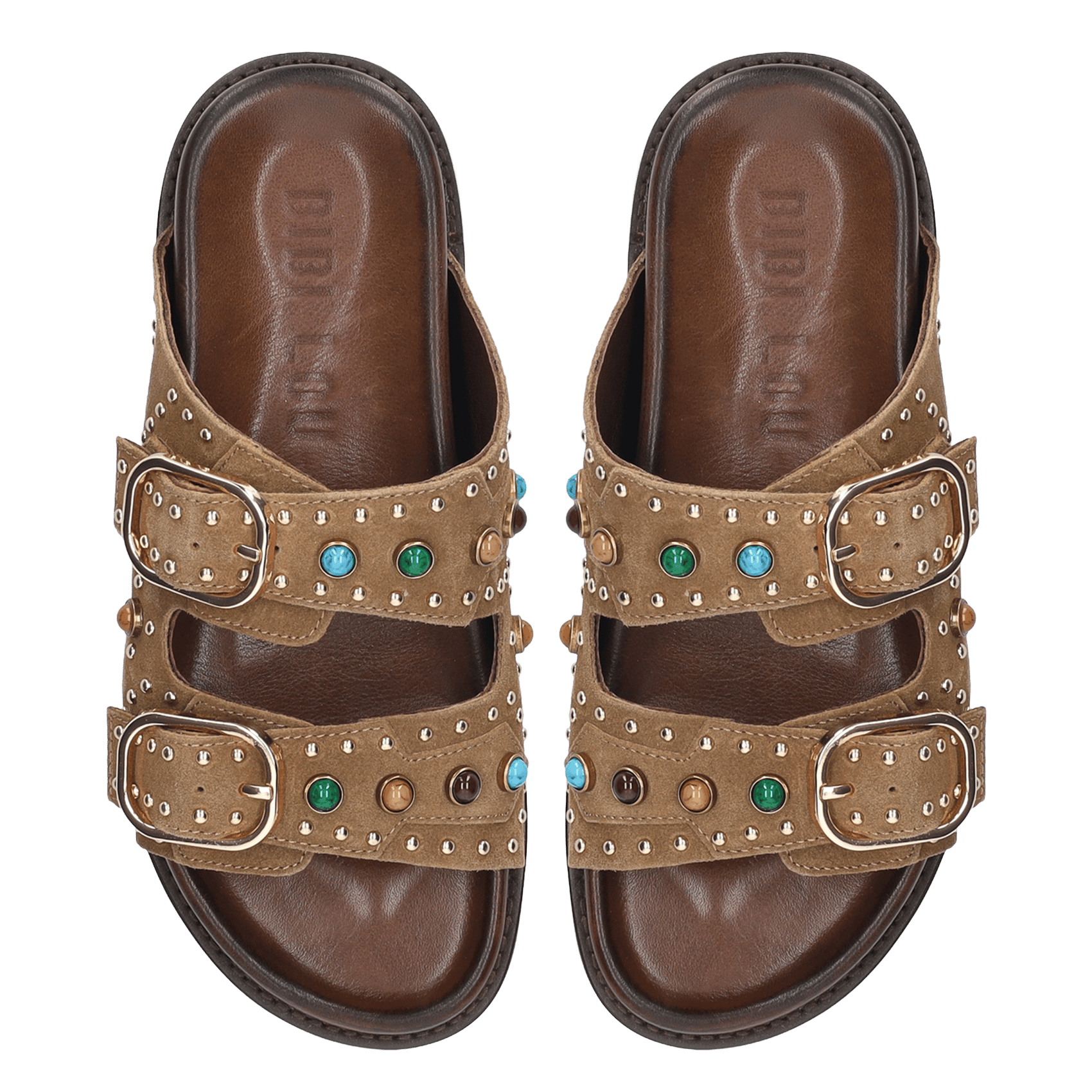 Sandales plates en cuir velours BIBI LOU Marron