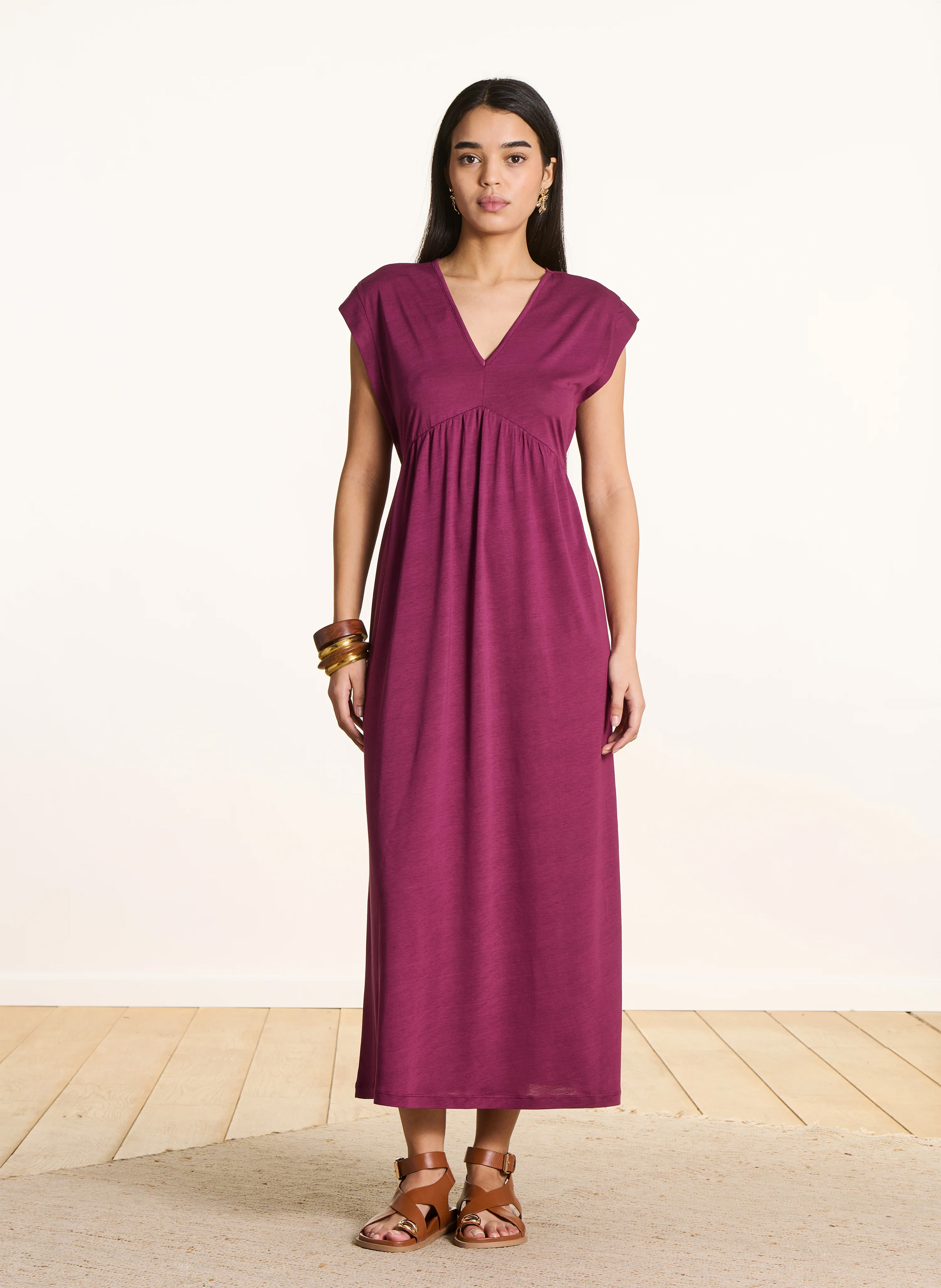 Langes Kleid mit V-Ausschnitt LA FEE MARABOUTEE