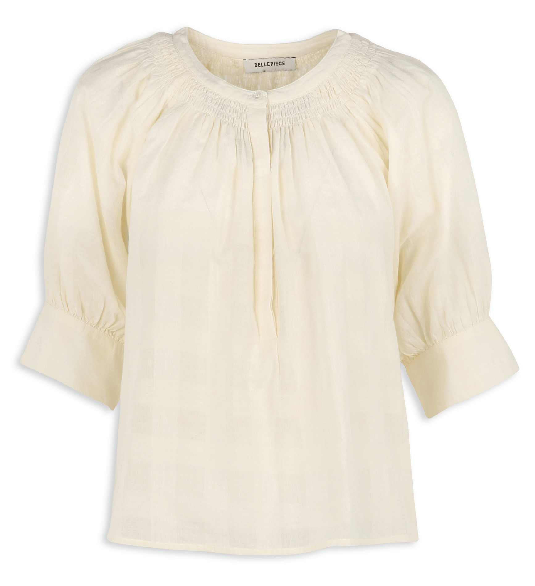 Blouse droite col rond en coton BELLEPIECE Beige