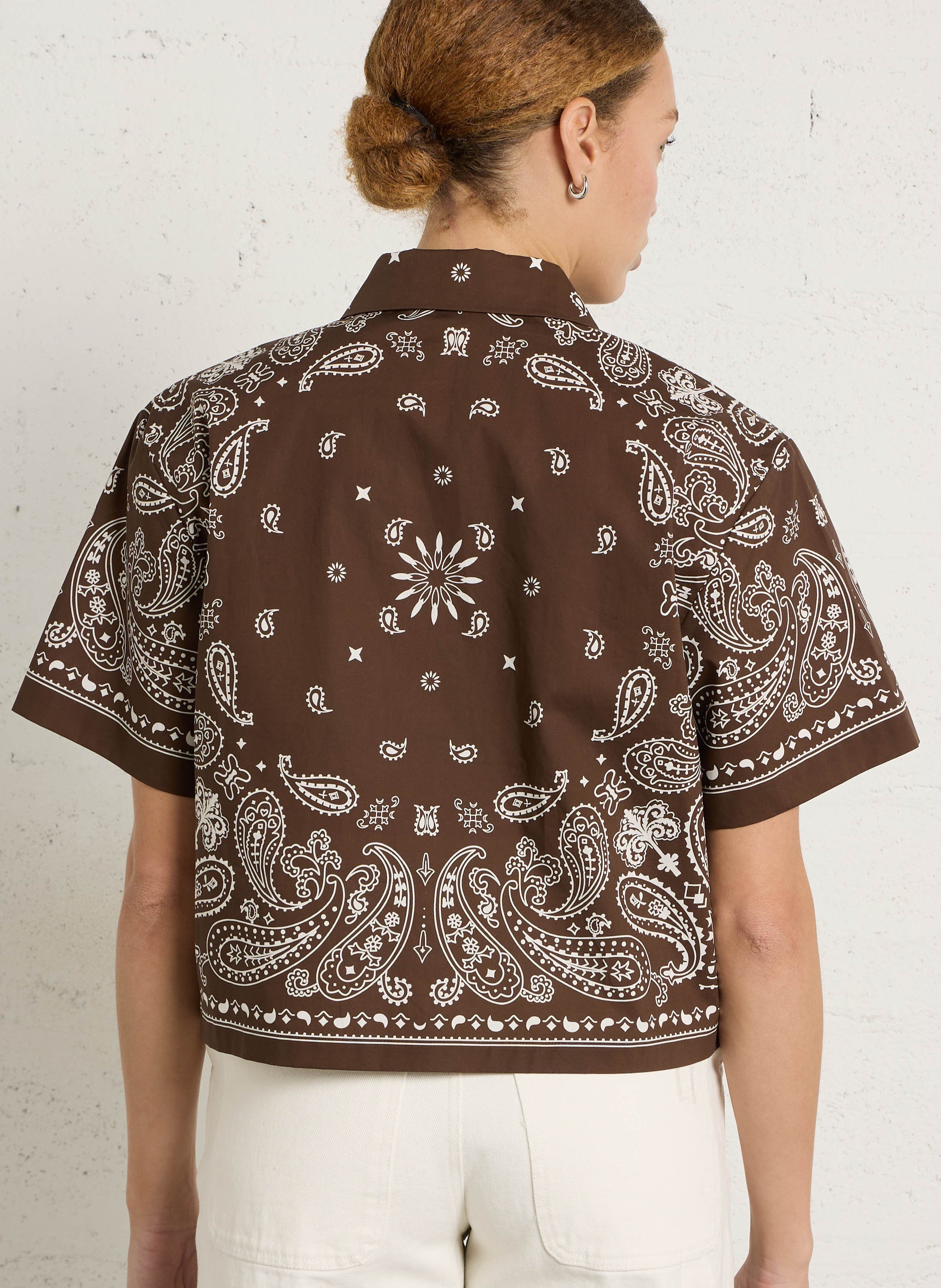 Gerade geschnittene Bluse aus Bio-Baumwolle mit klassischem Kragen SUNCOO Braun