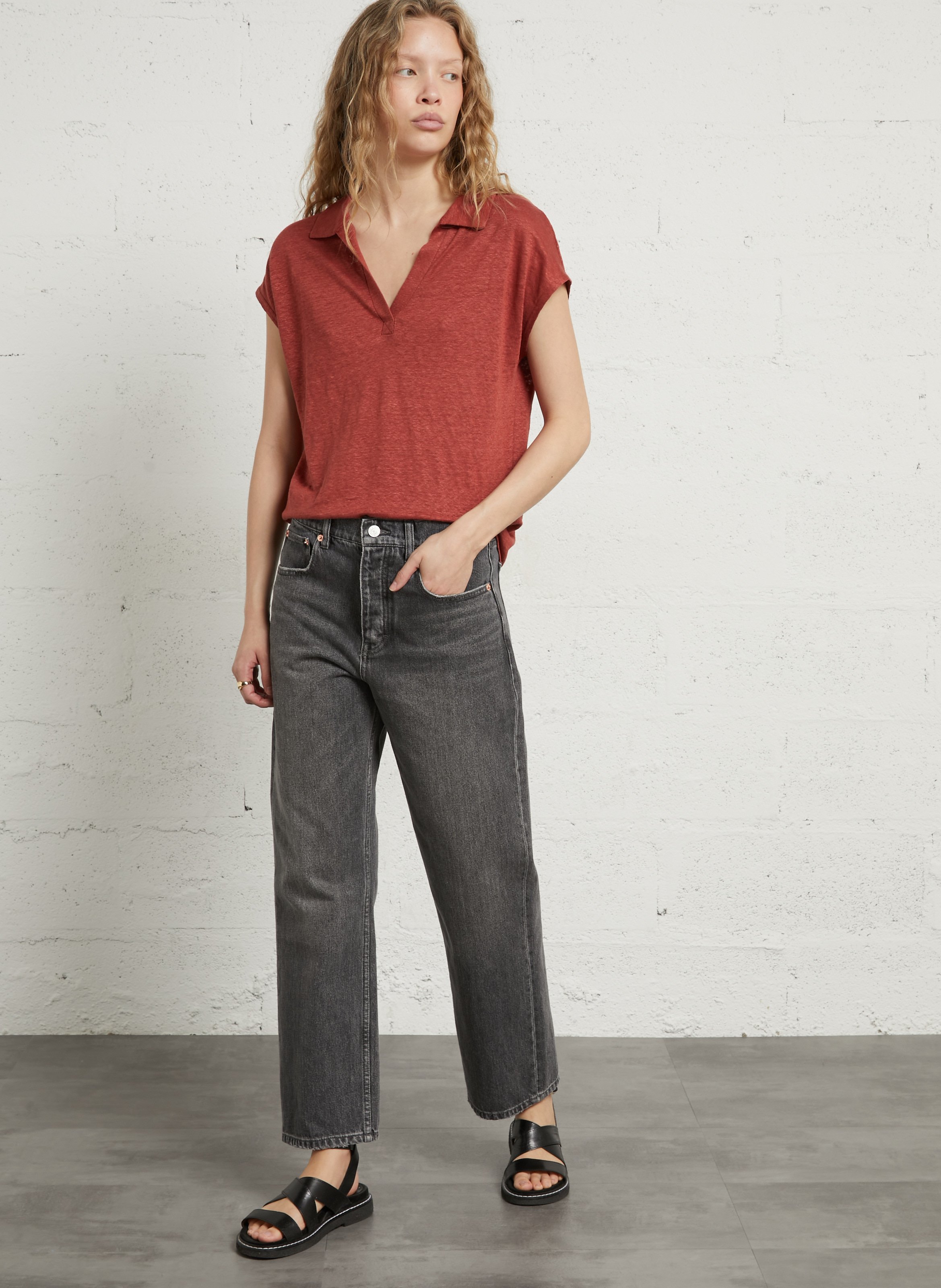 Weites Leinen-T-Shirt SUD EXPRESS Braun