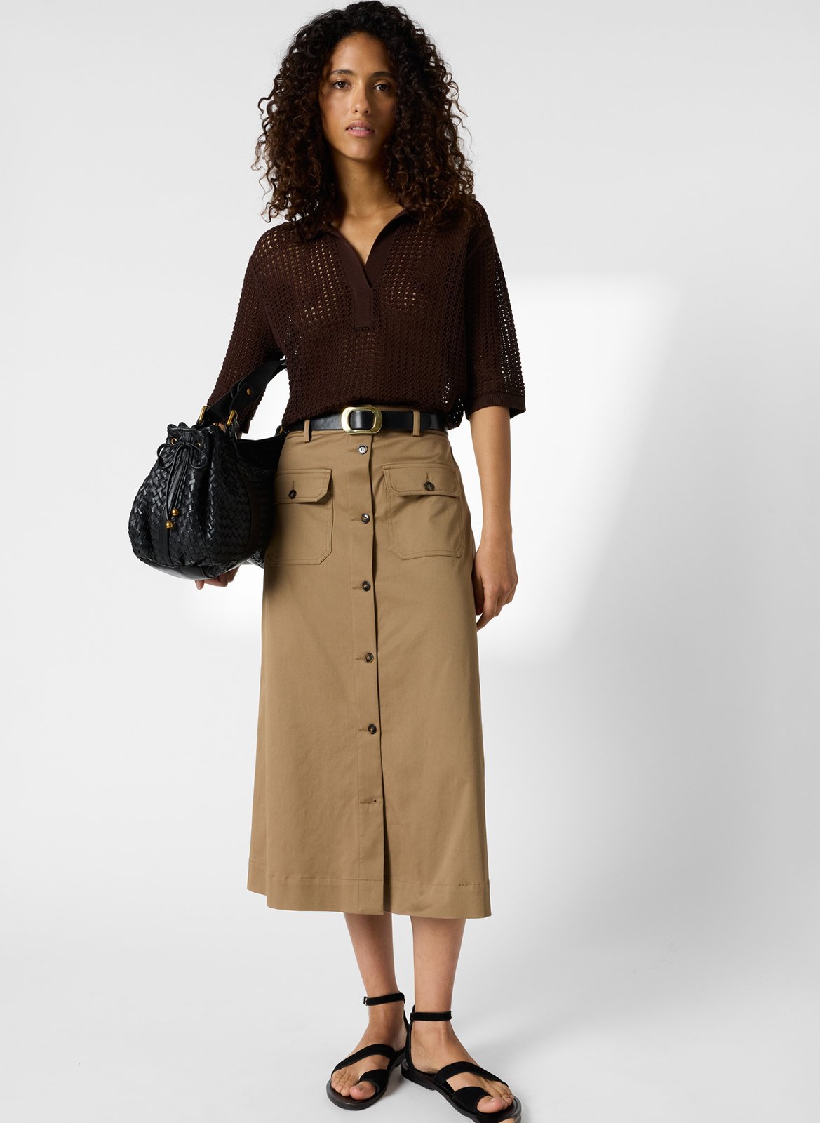 Langer einfarbiger Knopfrock GERARD DAREL Braun