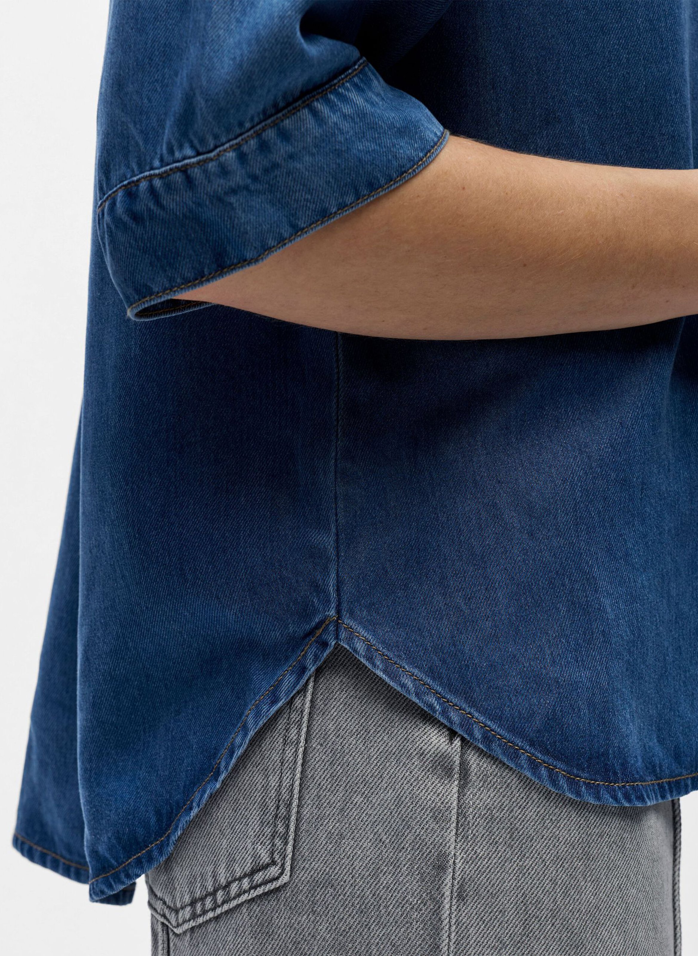 Oversized blouse met klassieke kraag OBJECT Blauw