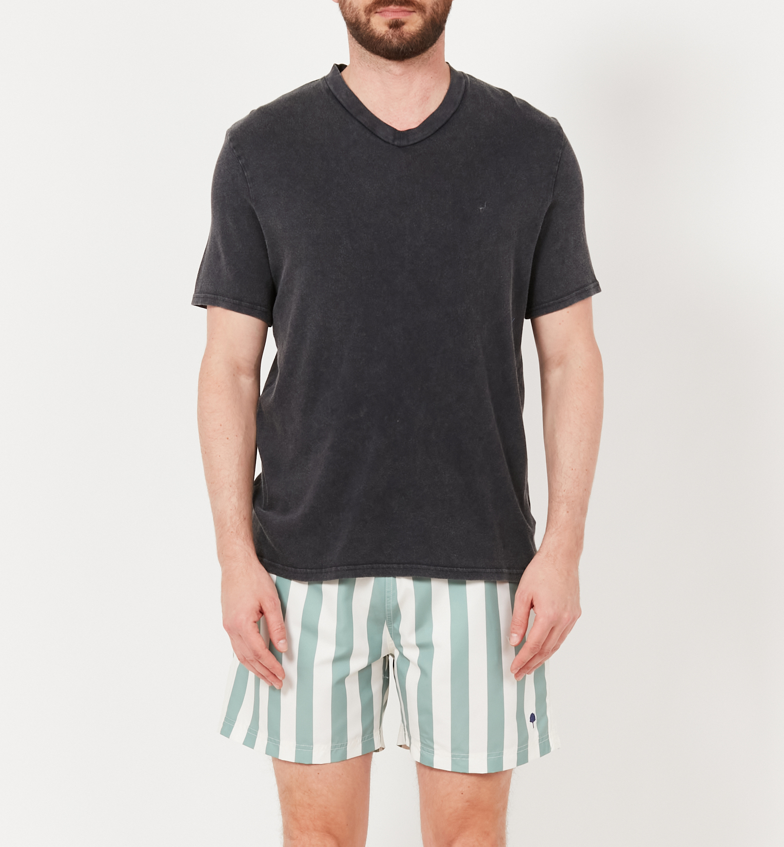 Gestreifte Badeshorts FAGUO Grun