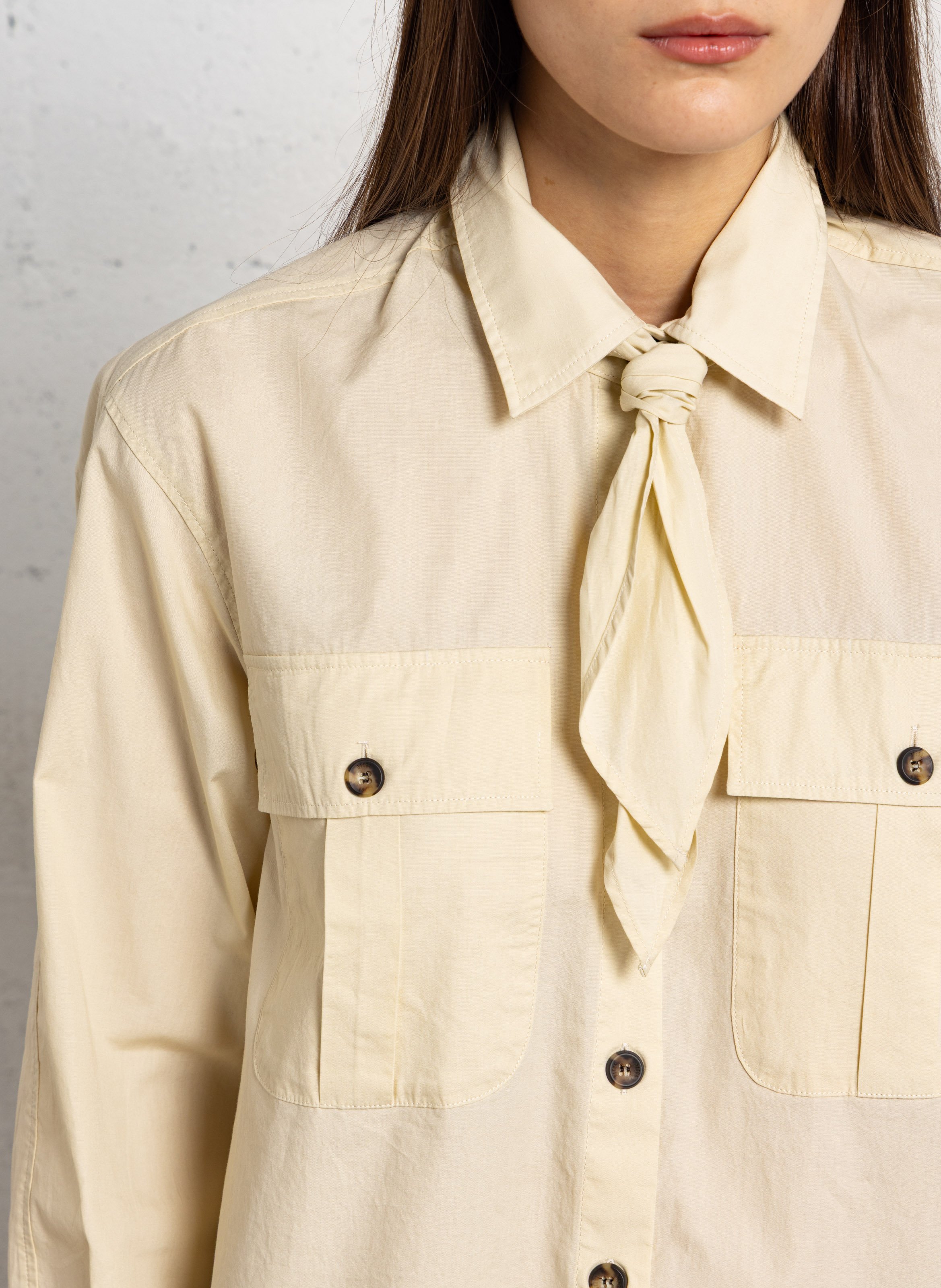 Chemise droite col classique en coton DIEGA Beige