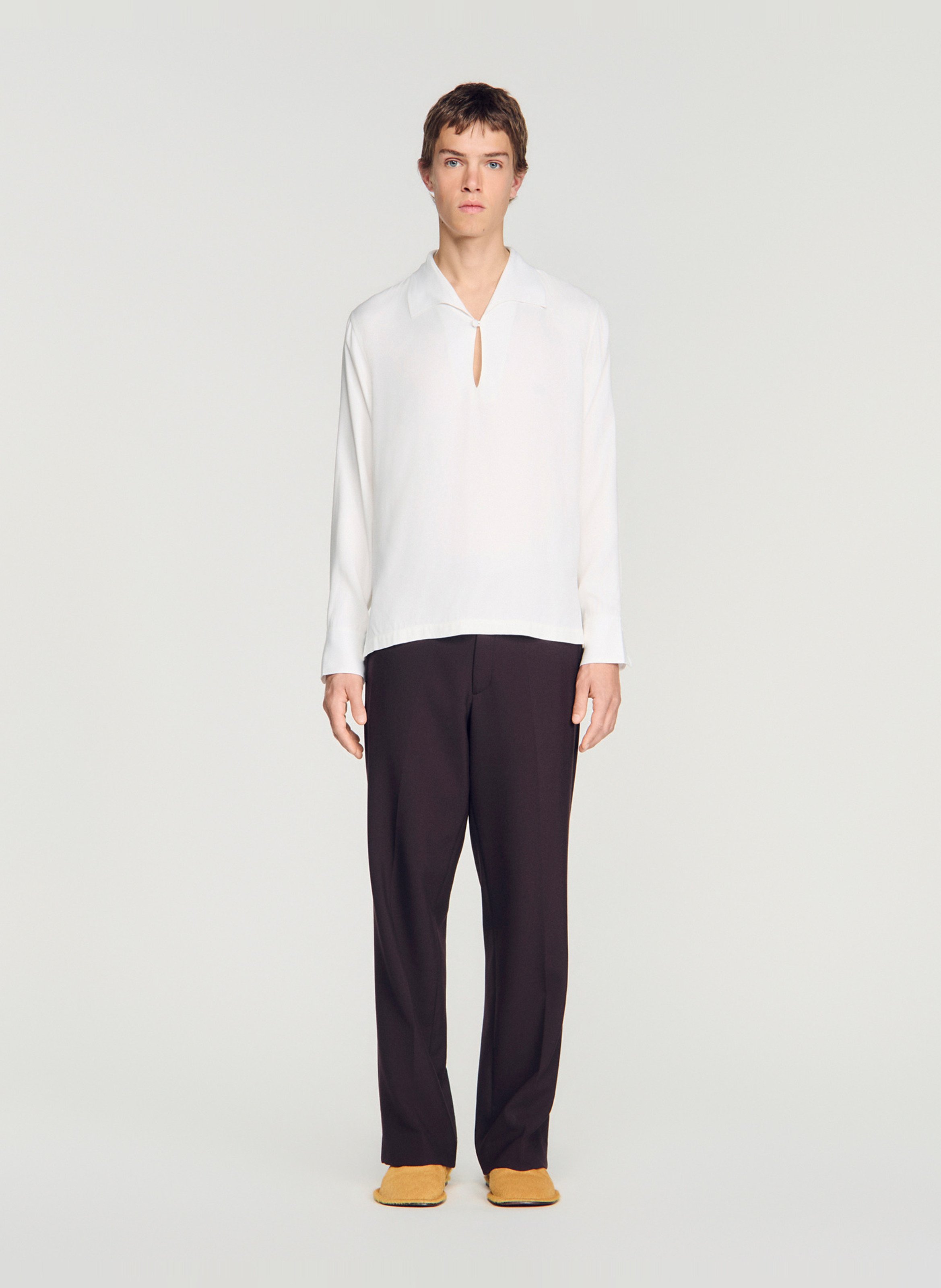 Straight top with classic collar SANDRO White