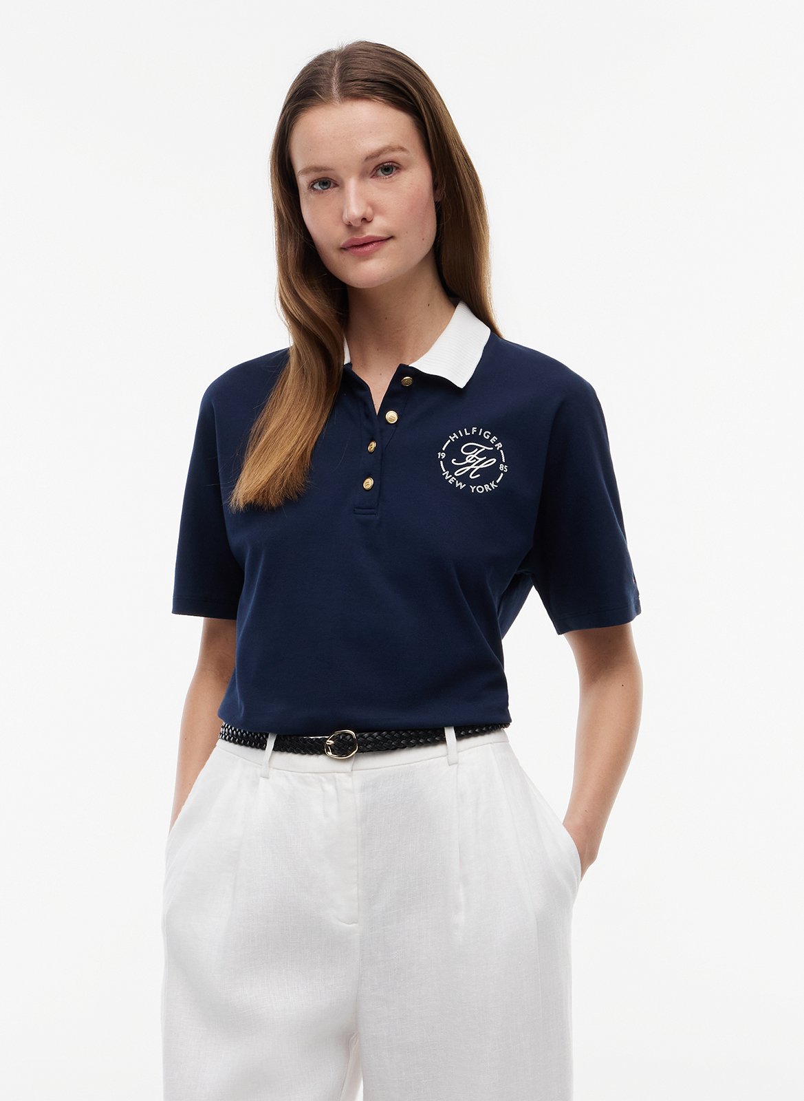 Poloshirt mit kurzen Ärmeln uni TOMMY HILFIGER Blau