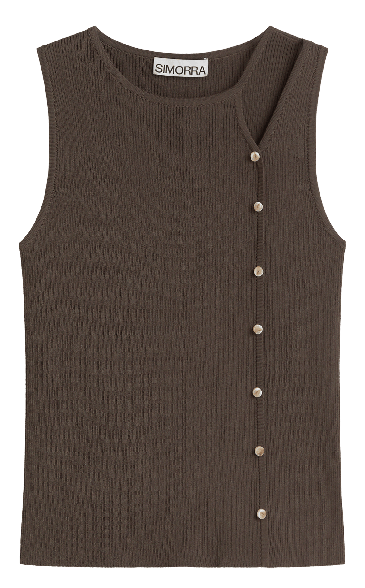 Rechte top van tricot met ronde hals SIMORRA Bruin