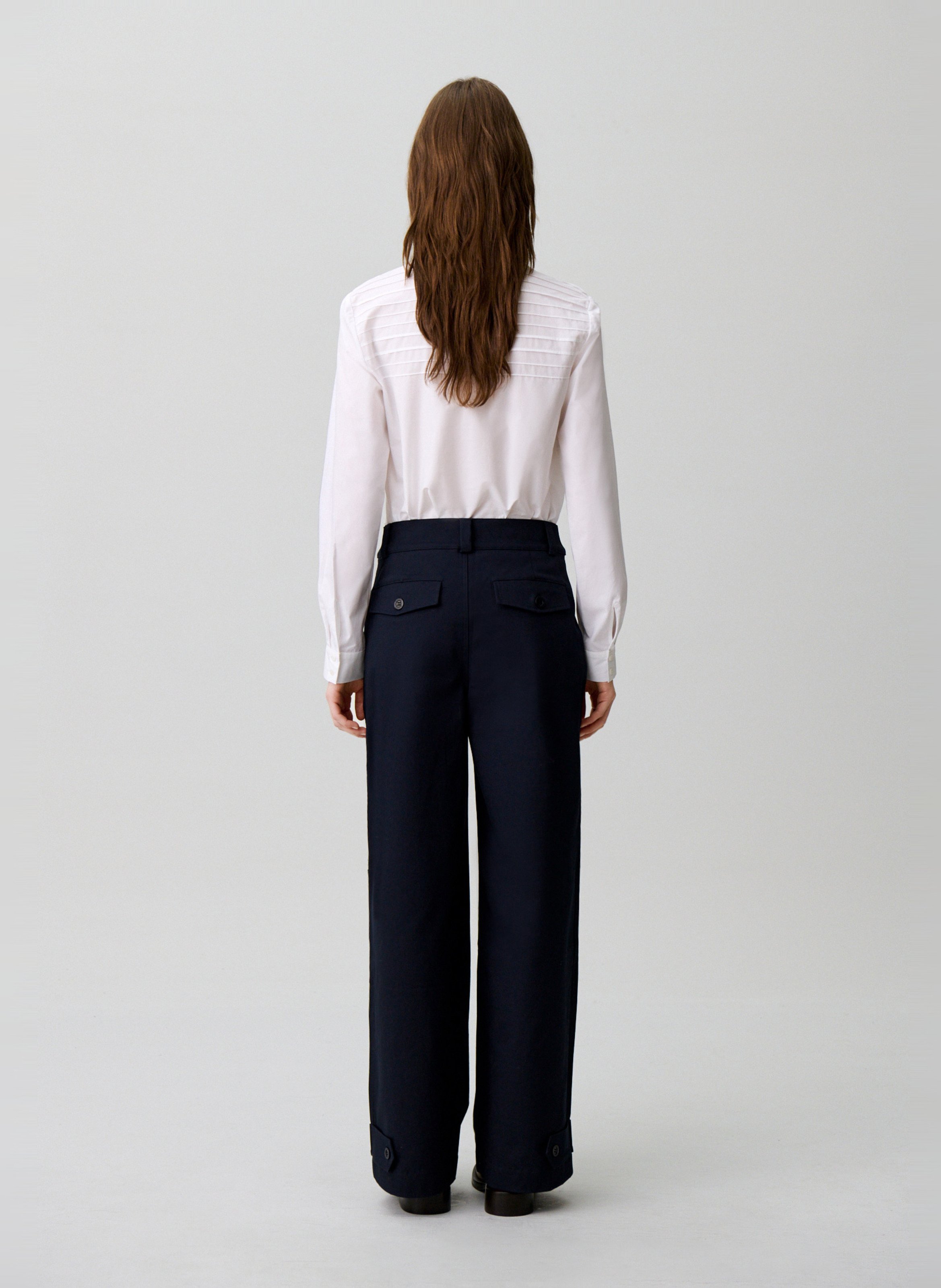 Pantalon large en coton mélangé CLAUDIE PIERLOT Bleu