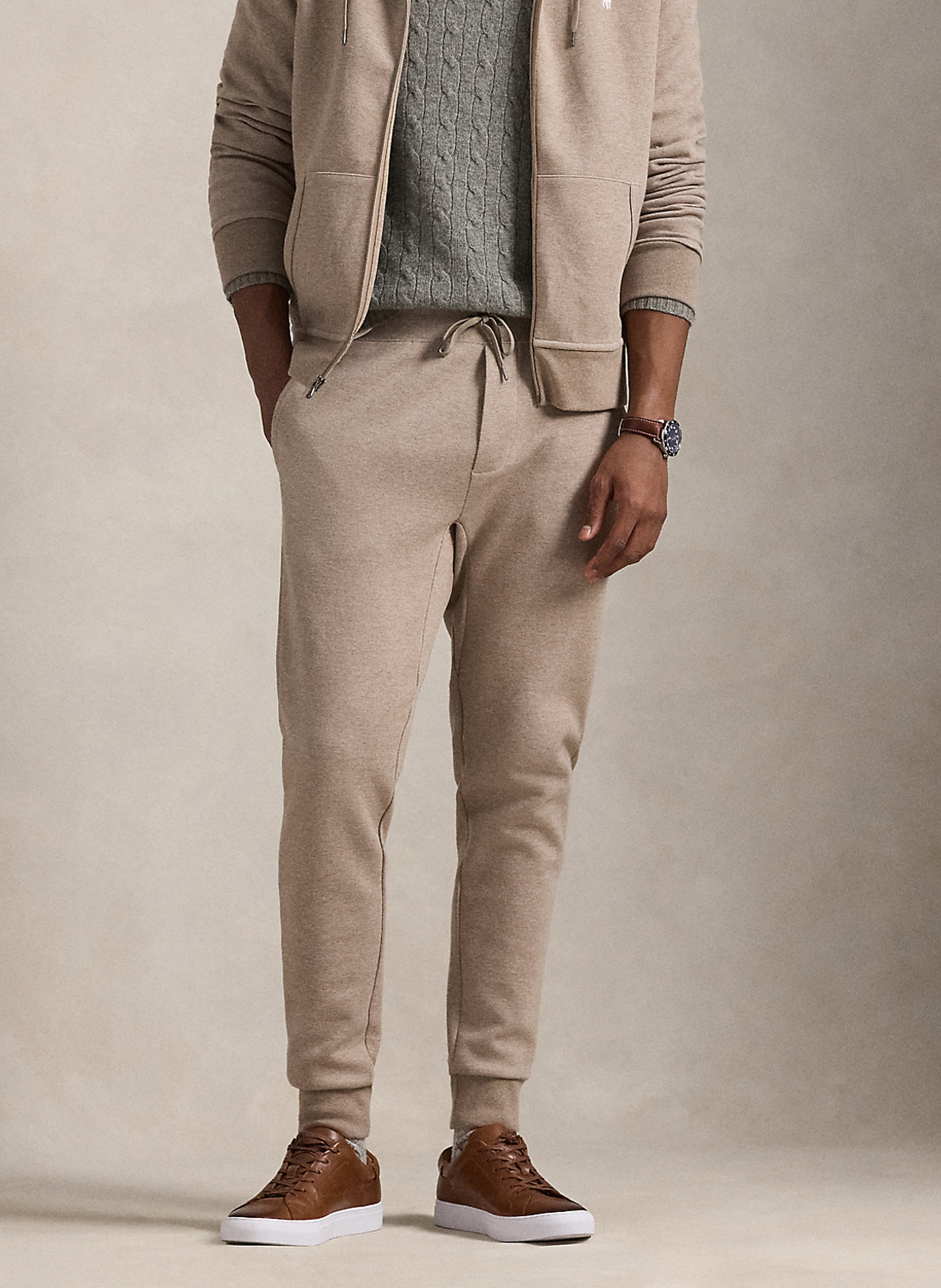 Cotton-mix fitted track pants POLO RALPH LAUREN Brown