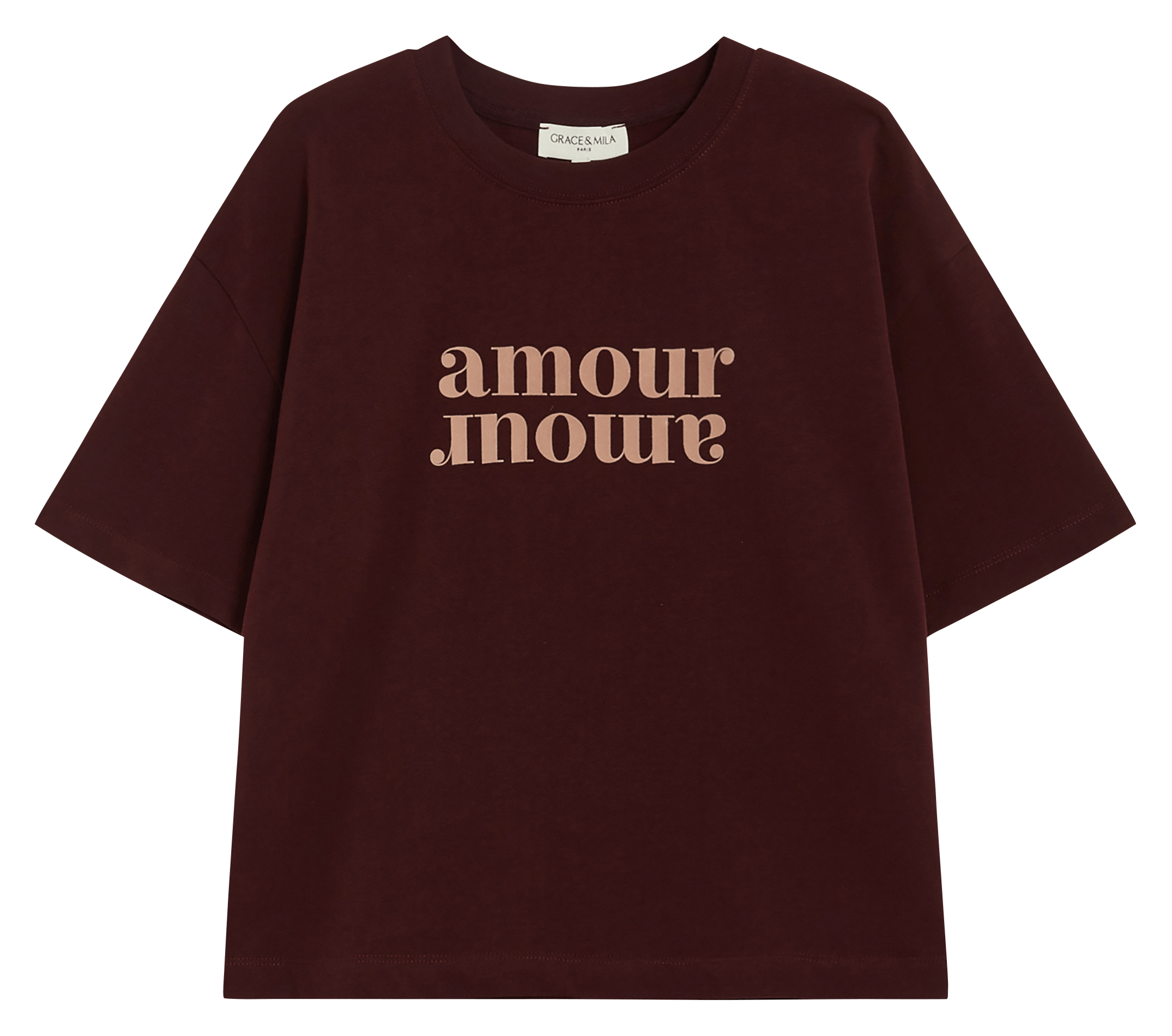 Tee-shirt droit col rond en coton GRACE ET MILA Rouge