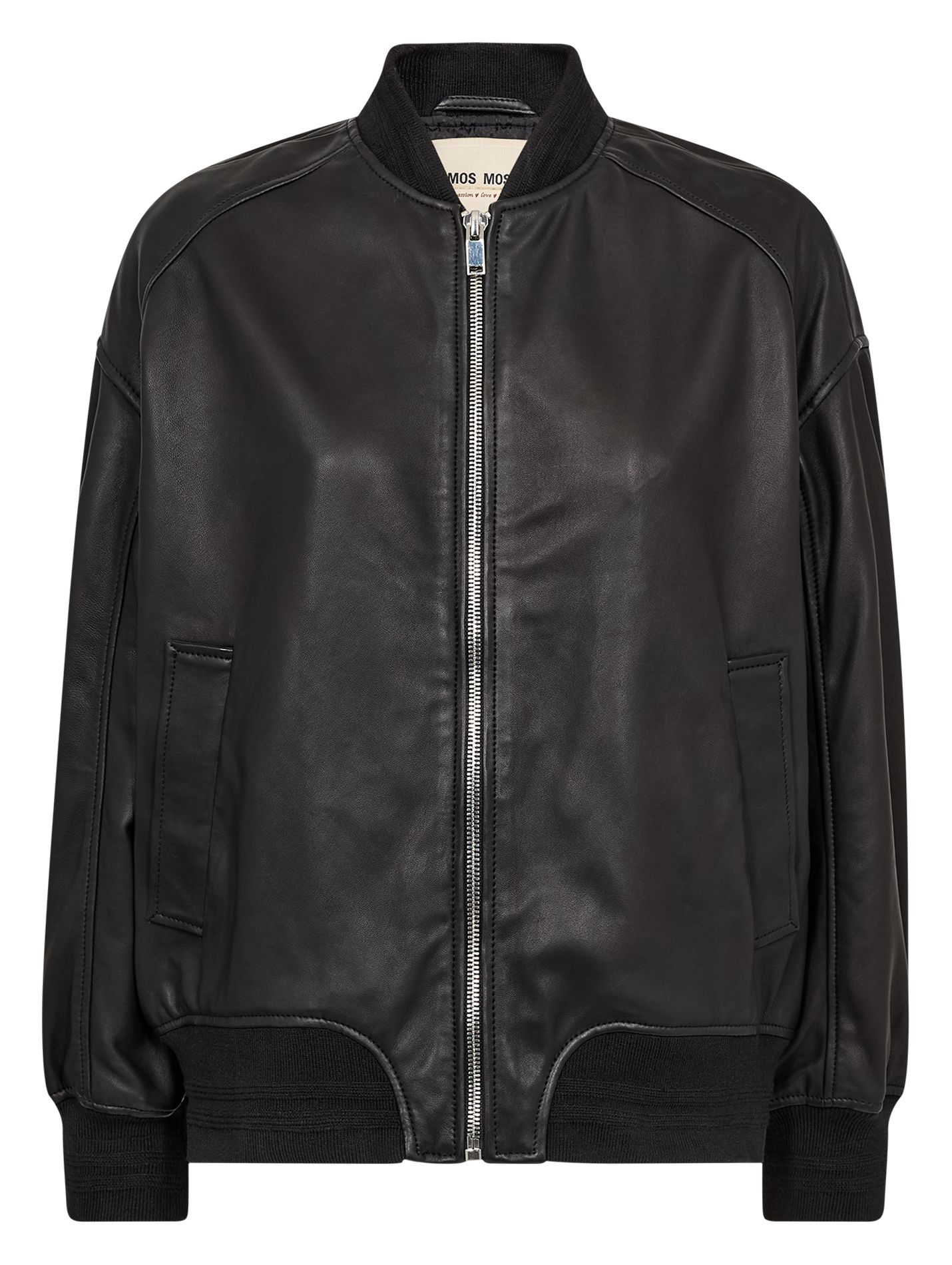 Veste droite zippée en cuir MOS MOSH Noir
