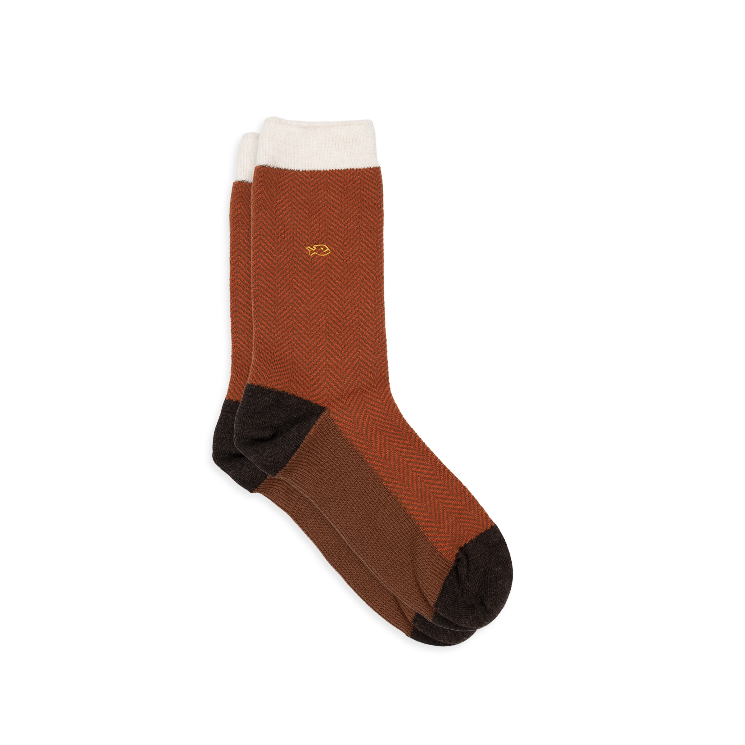 Combed cotton herringbone socks SOUS-BOIS Rouge brique