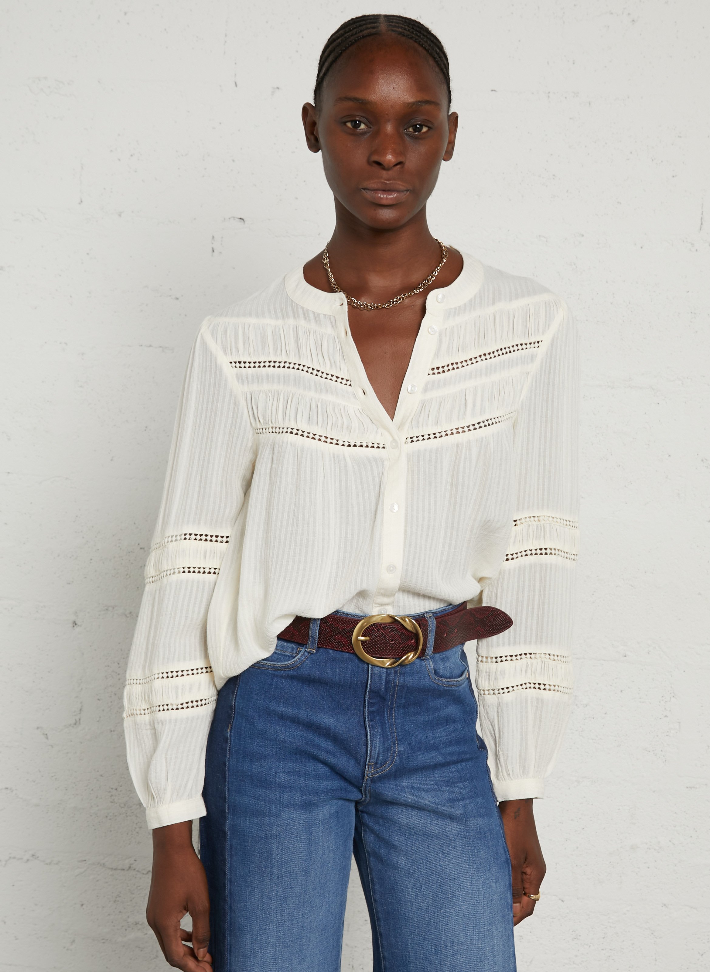 Blouse col rond avec broderie MAISON 123 Beige