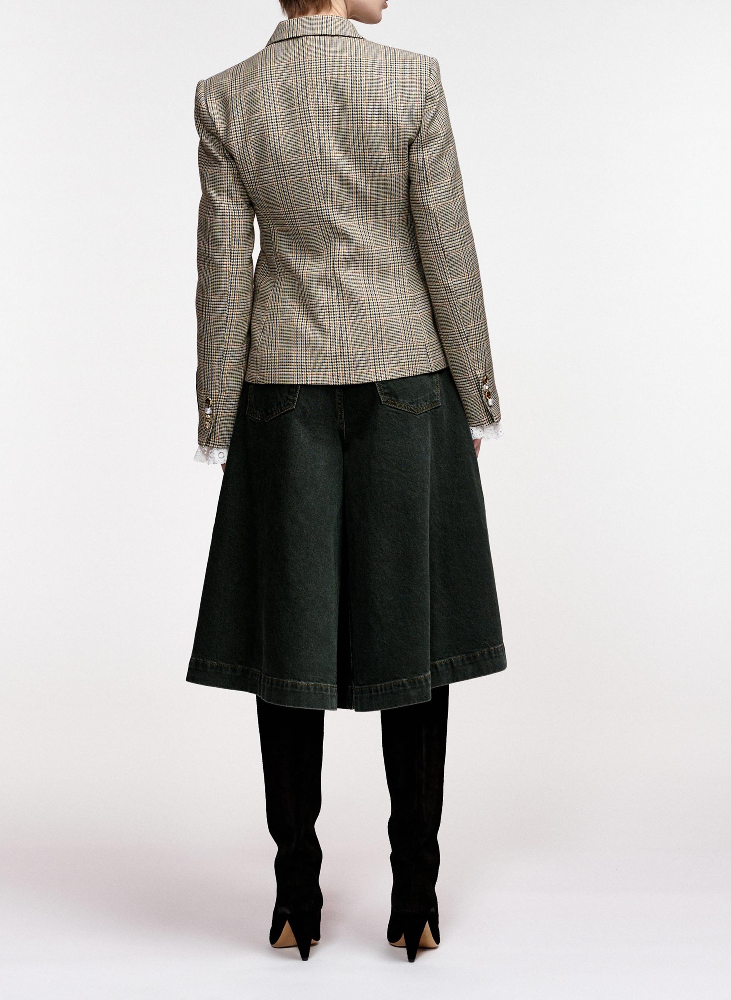 Fitted check suit jacket ESSENTIEL ANTWERP Brown