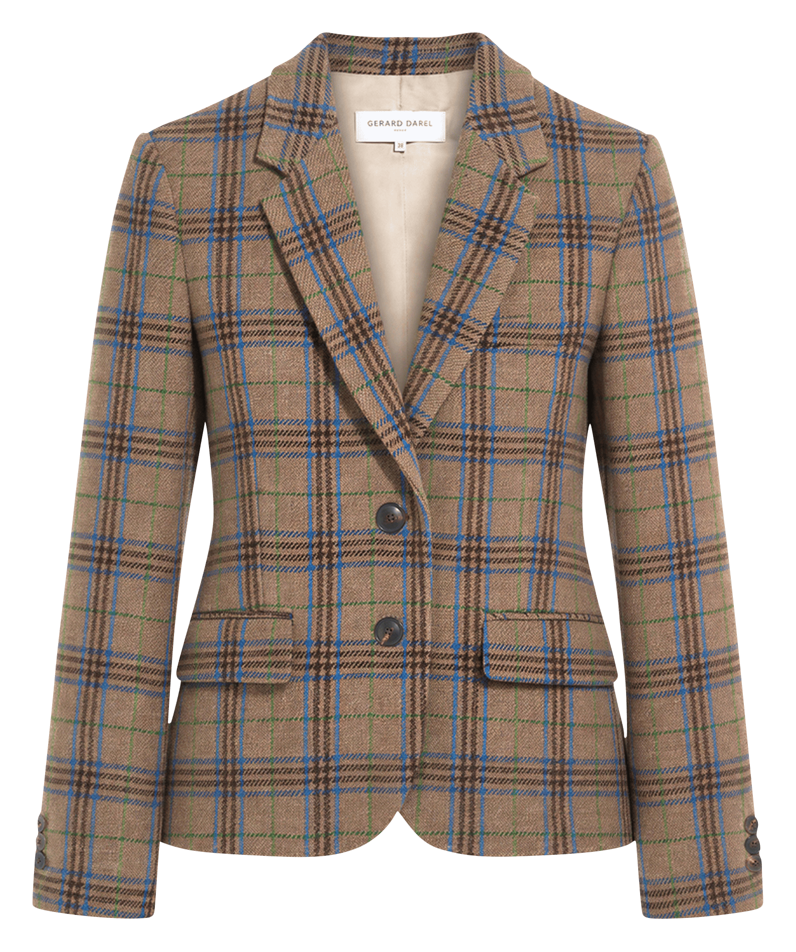 Straight tailored jacket with wool print GERARD DAREL Brown