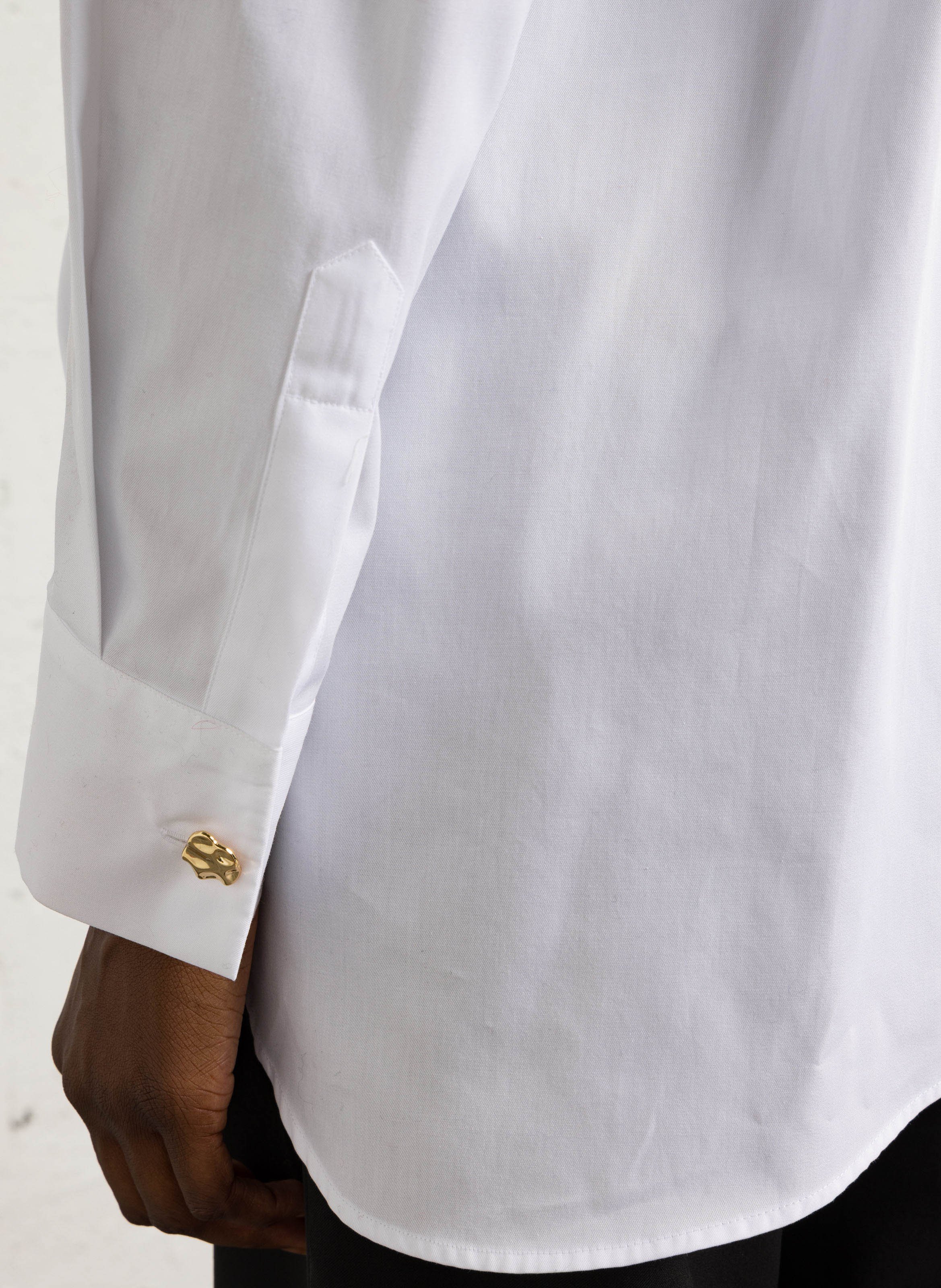 Solid asymmetrical wrap shirt MARGAUX LONNBERG White