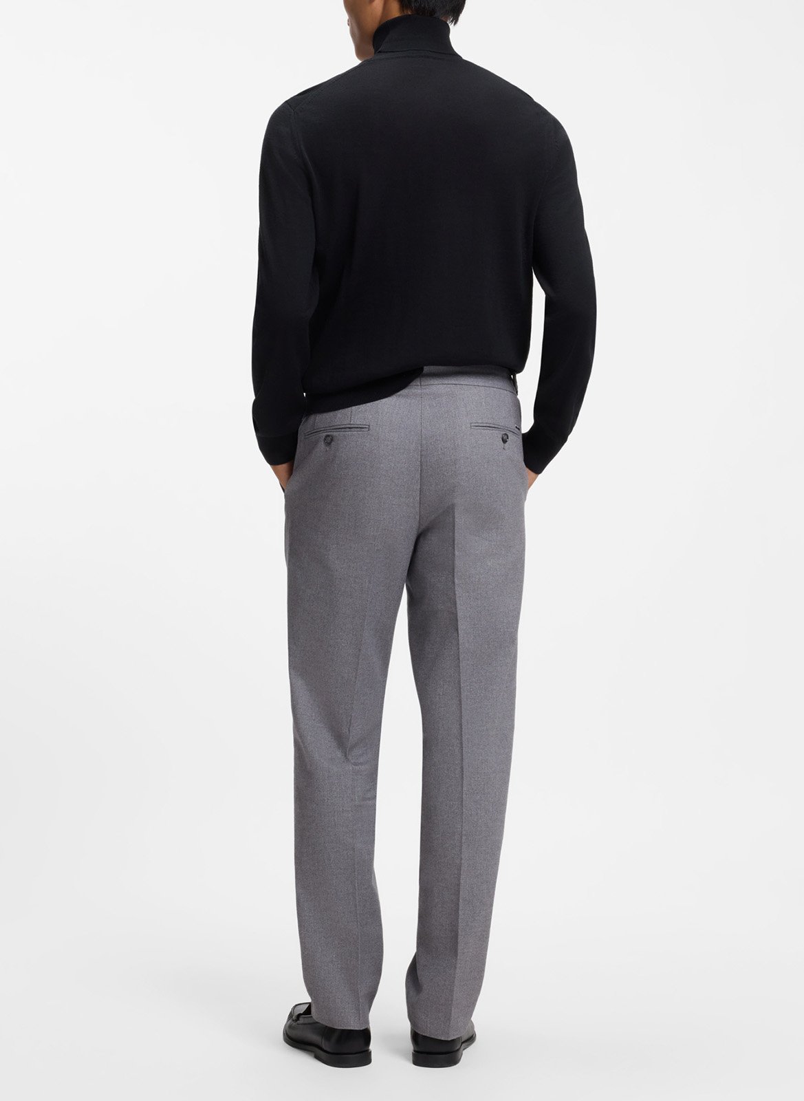 Pull slim col roulé en laine BOSS Noir