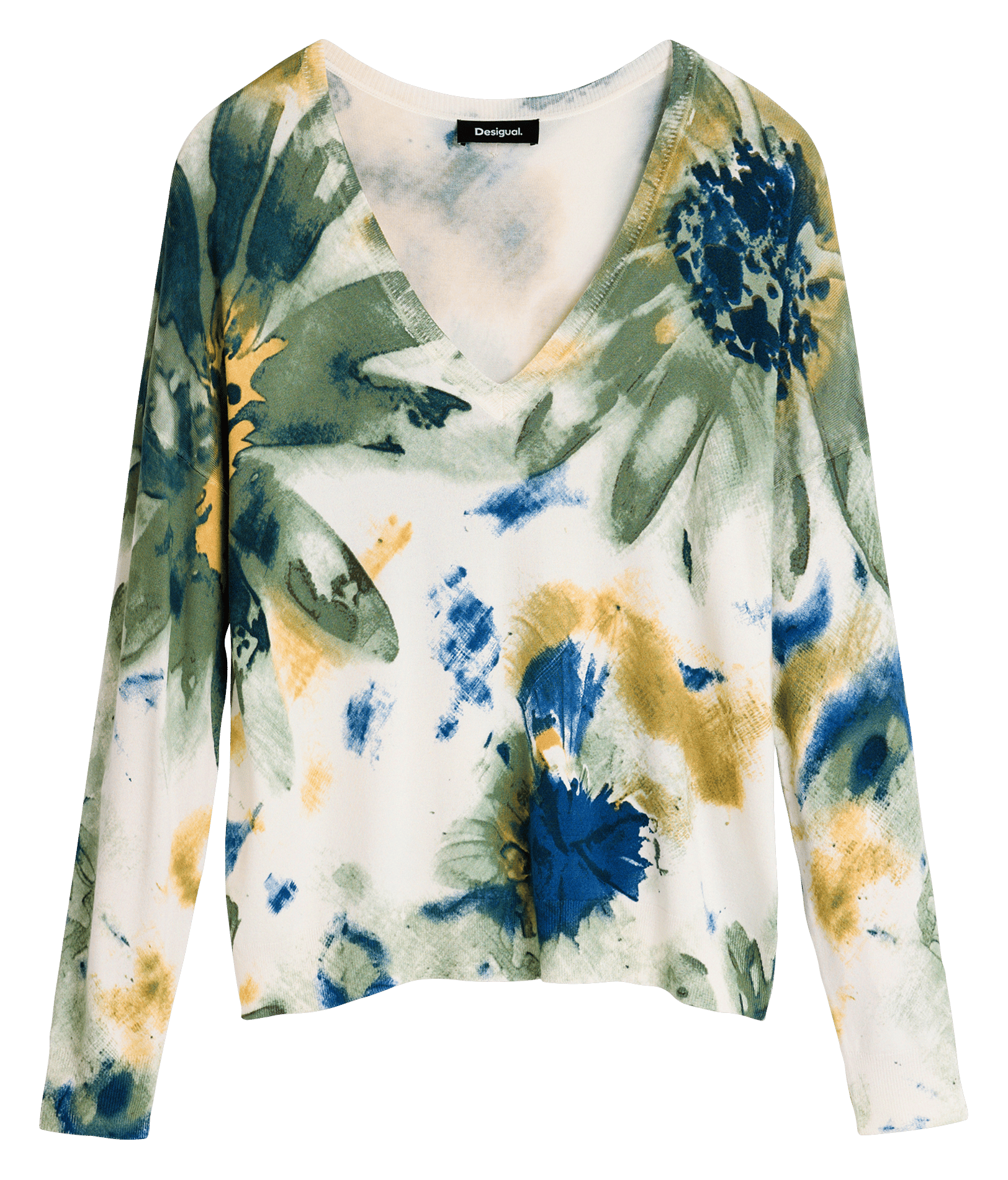 Printed V-neck sweater DESIGUAL White