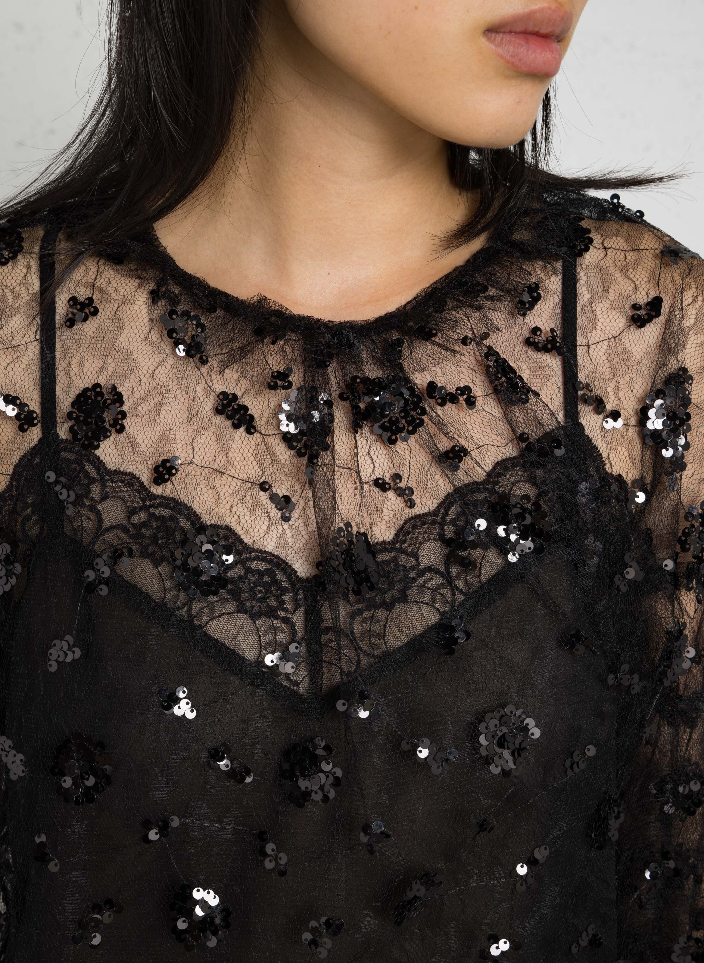 Top transparent manches courtes STELLA NOVA Noir
