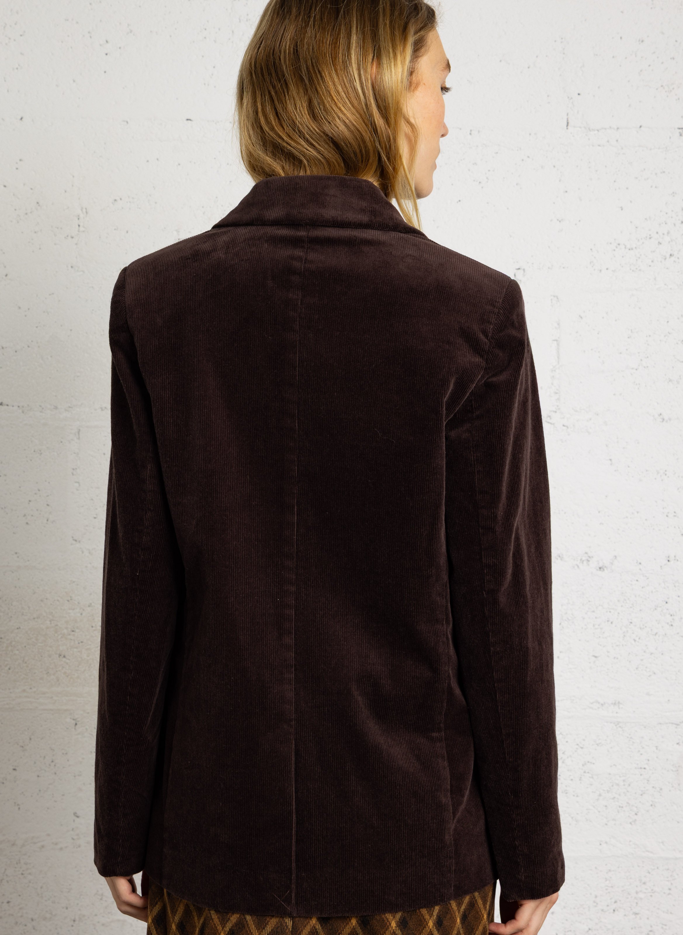 Veste col tailleur en coton mélangé SUD EXPRESS Marron