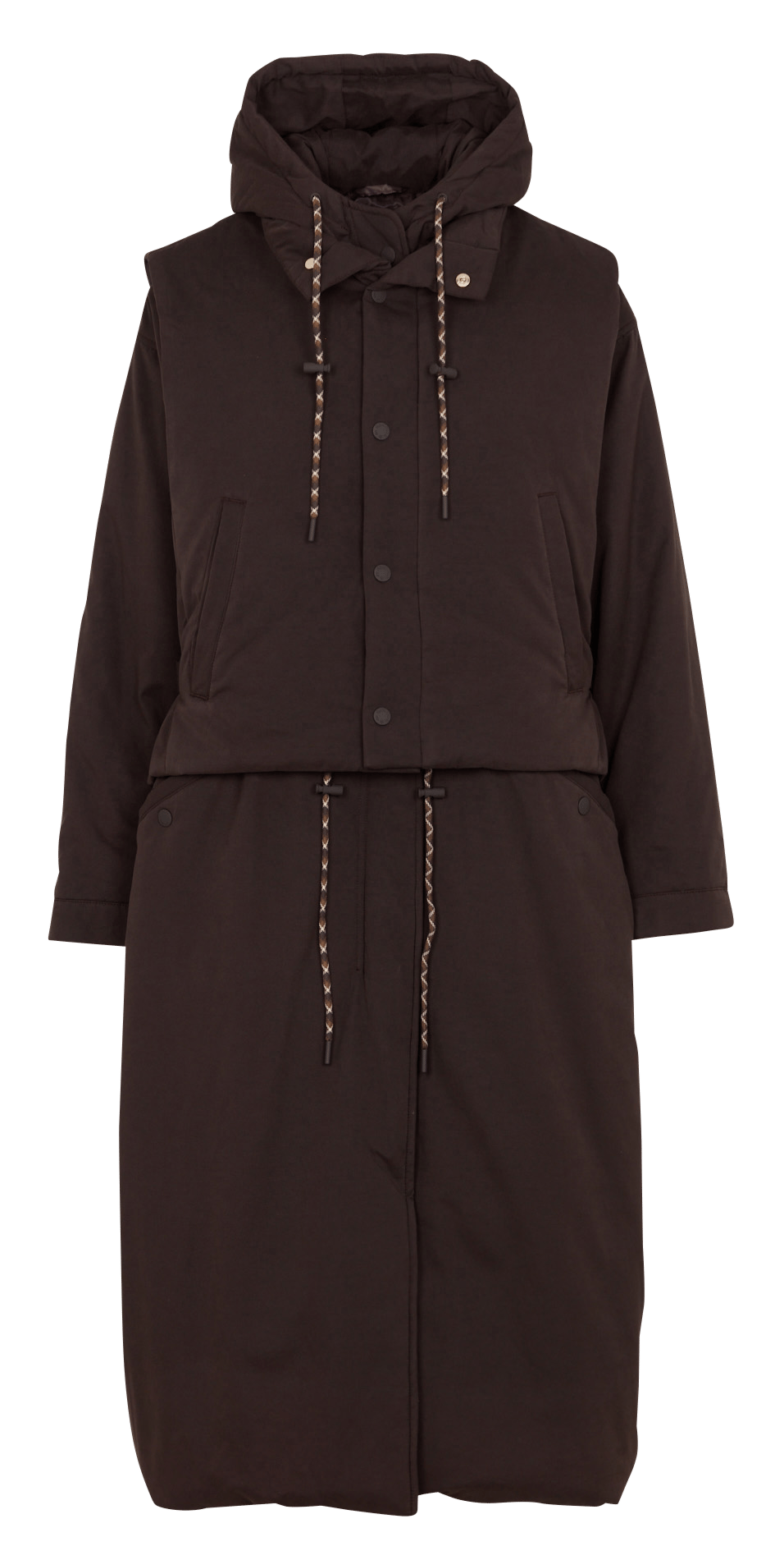 Lange donsjas met uitneembaar capuchonvest DES PETITS HAUTS Bruin