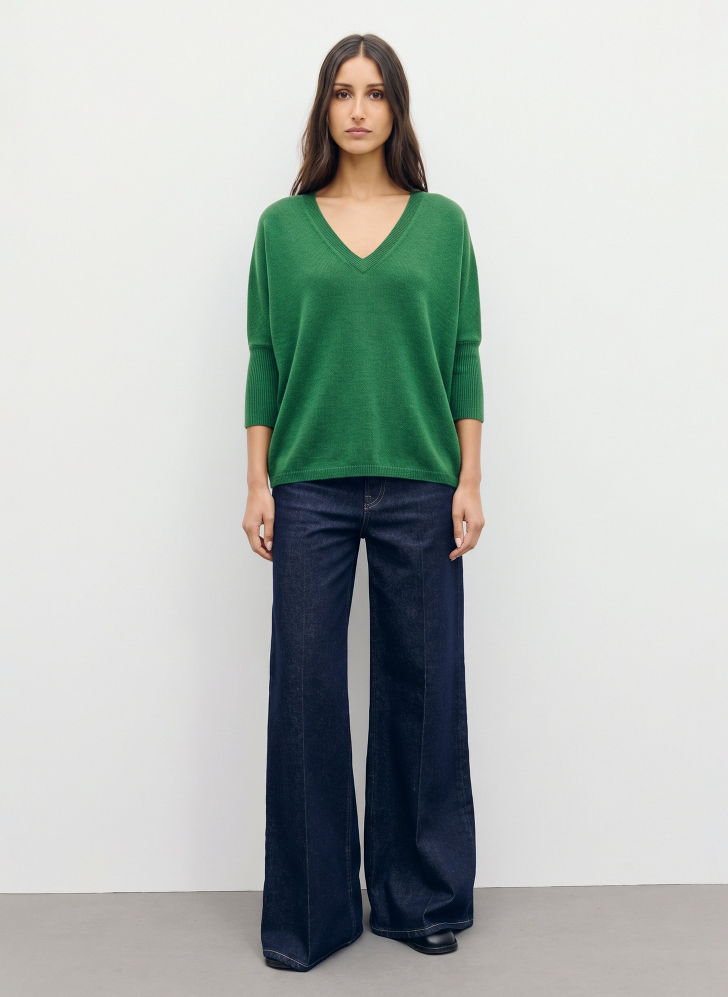 Pull ample col v en cachemire GERARD DAREL Vert