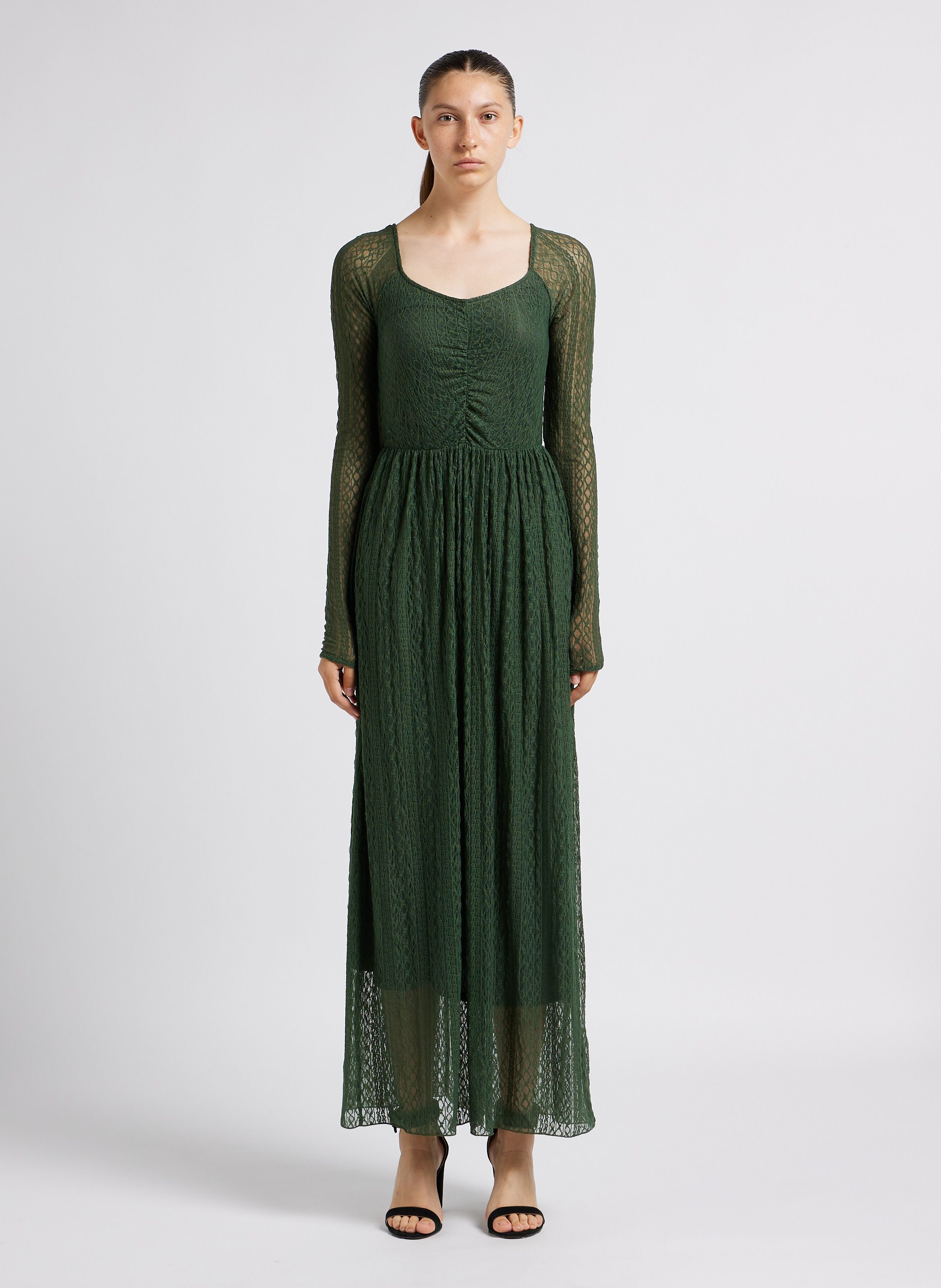 Dark green outlet lace maxi dress