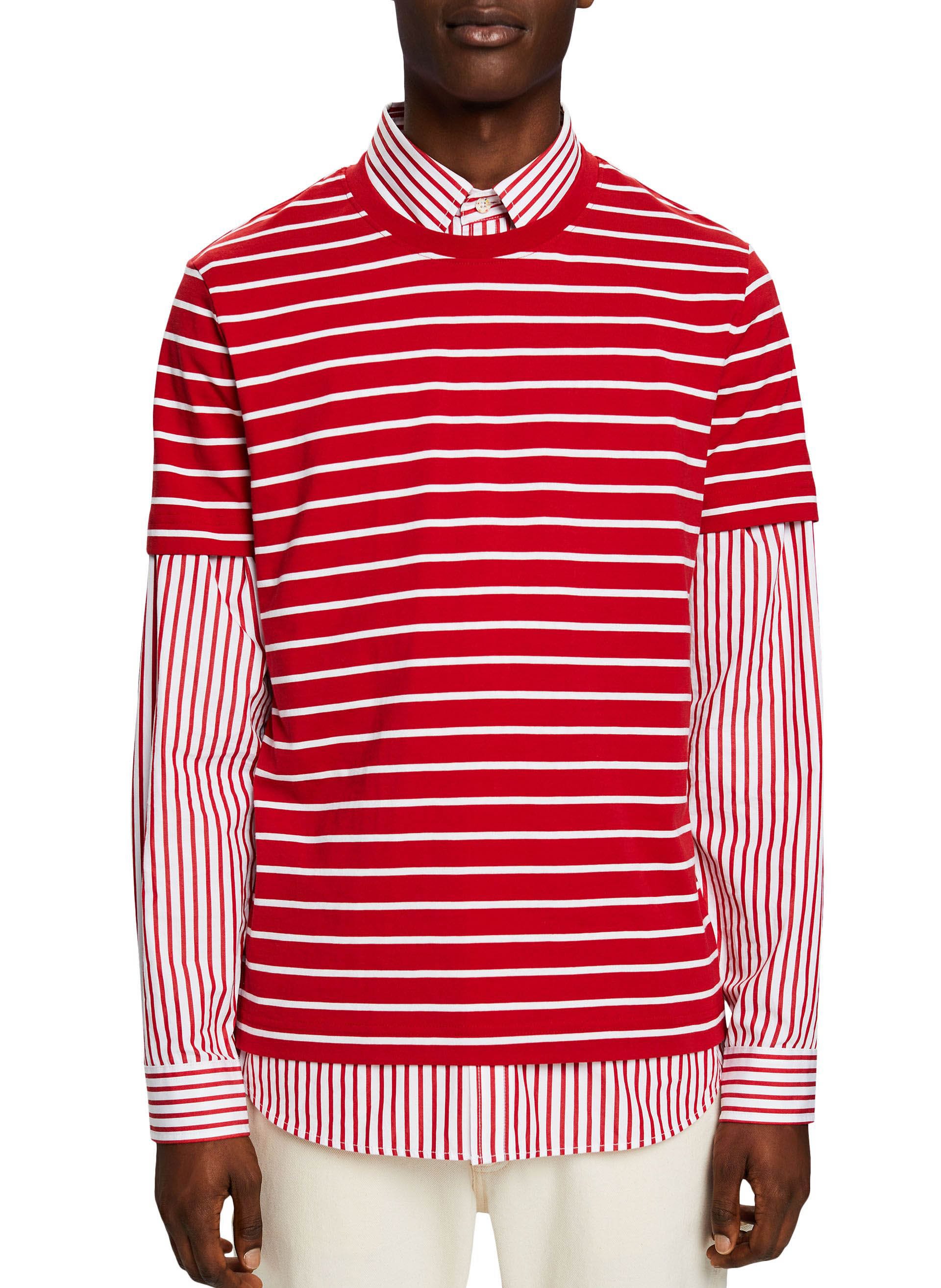 Tee-shirt col rond en coton ESPRIT Rouge