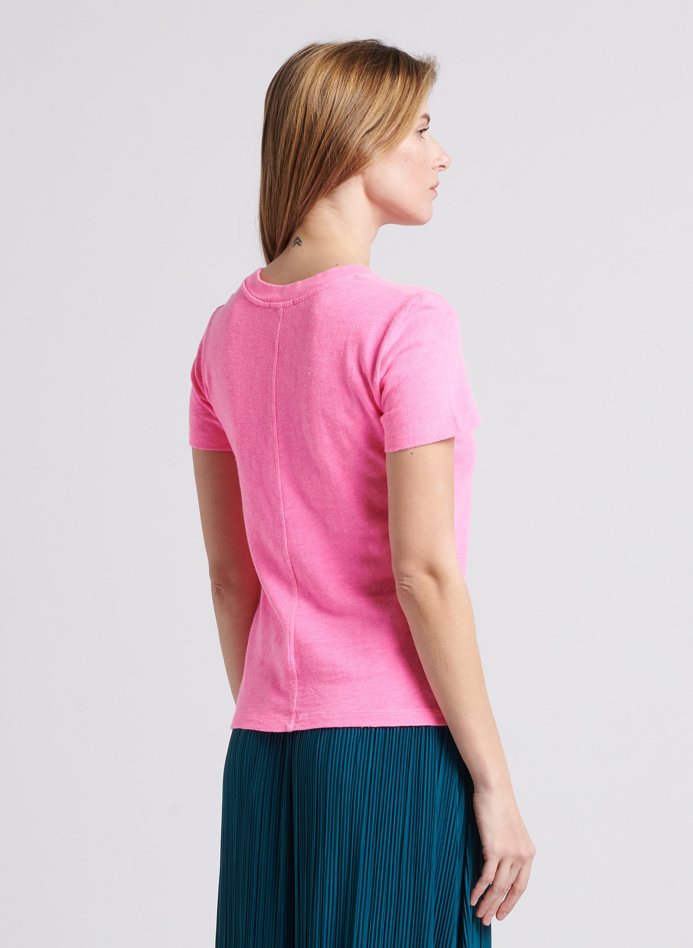 Straight cotton round-neck T-shirt AMERICAN VINTAGE Pink